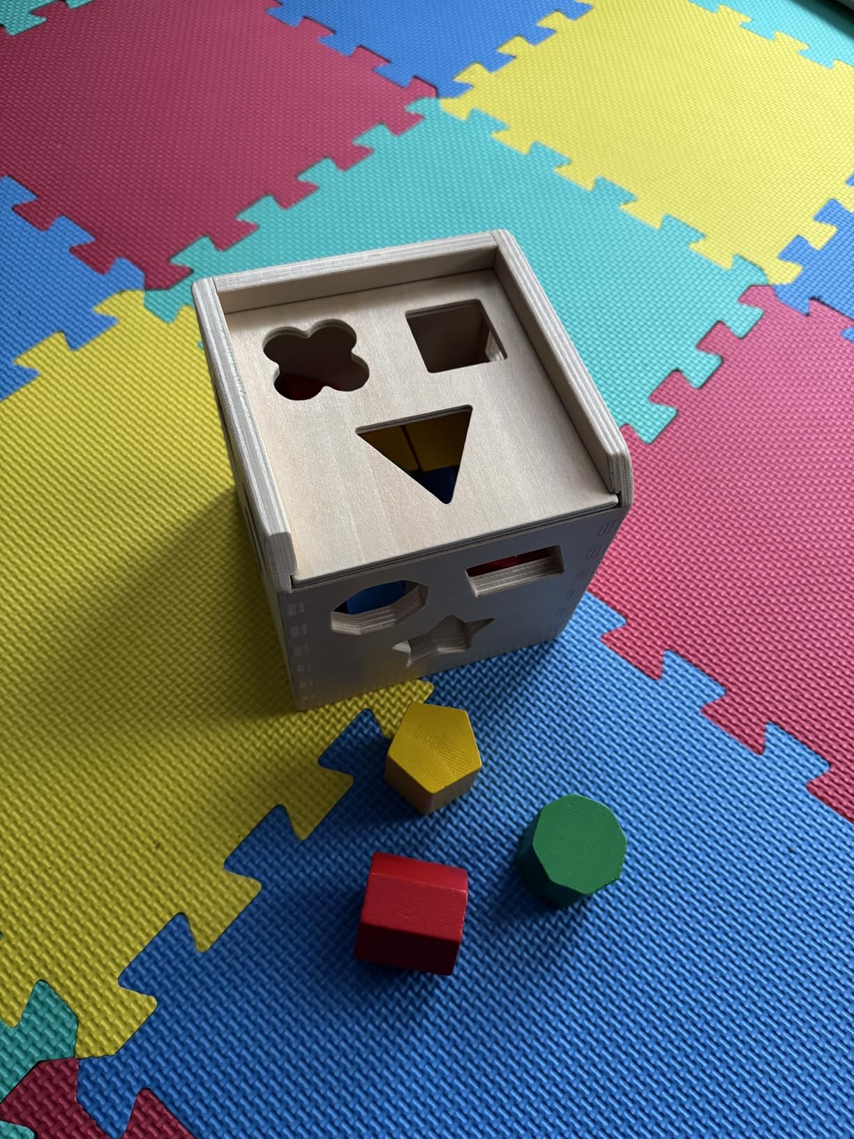 Melissa & Doug Shape Sorting Cube - Classic Wooden Toy With 12 Shapes customer photo 1