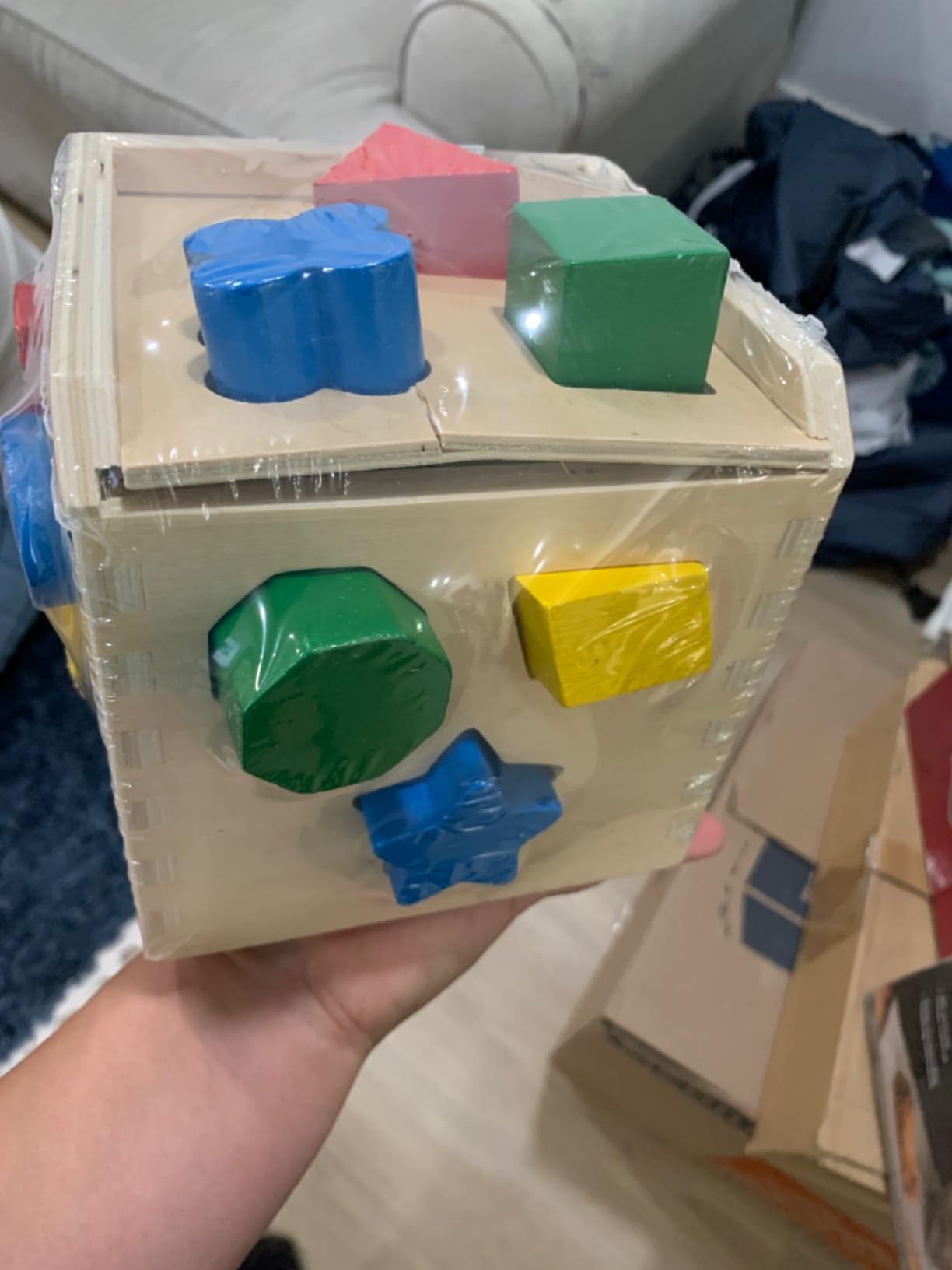 Melissa & Doug Shape Sorting Cube - Classic Wooden Toy With 12 Shapes customer photo 2