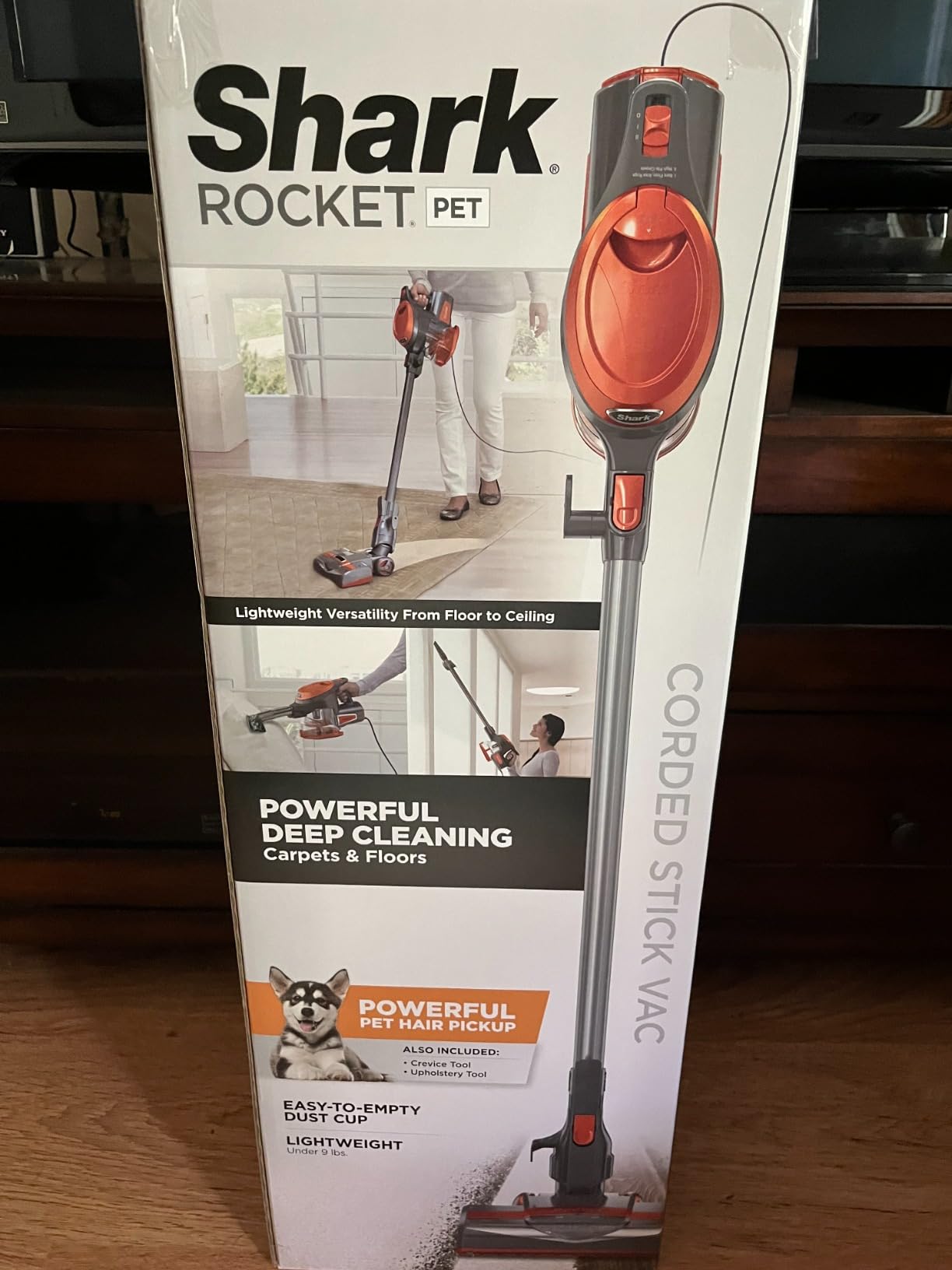 Shark Rocket Ultra-Light Corded Stick Vacuum Cleaner for Carpet, Rugs & Hard Floors | Lightweight Hand Vacuum for Pet Hair & Upholstery | Swivel Steering | 2 Attachments | Gray/Orange | HV301 customer photo 1