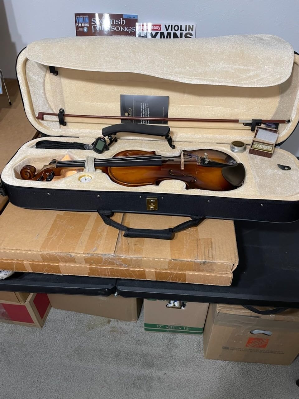 Cecilio 4/4 Full Size Violin - Hand-Carved Solid Spruce & Maple, Ebony Fingerboard, Deluxe Oblong Hard Case & Bow Included, Fiddle Set for Beginners Professionals customer photo 1
