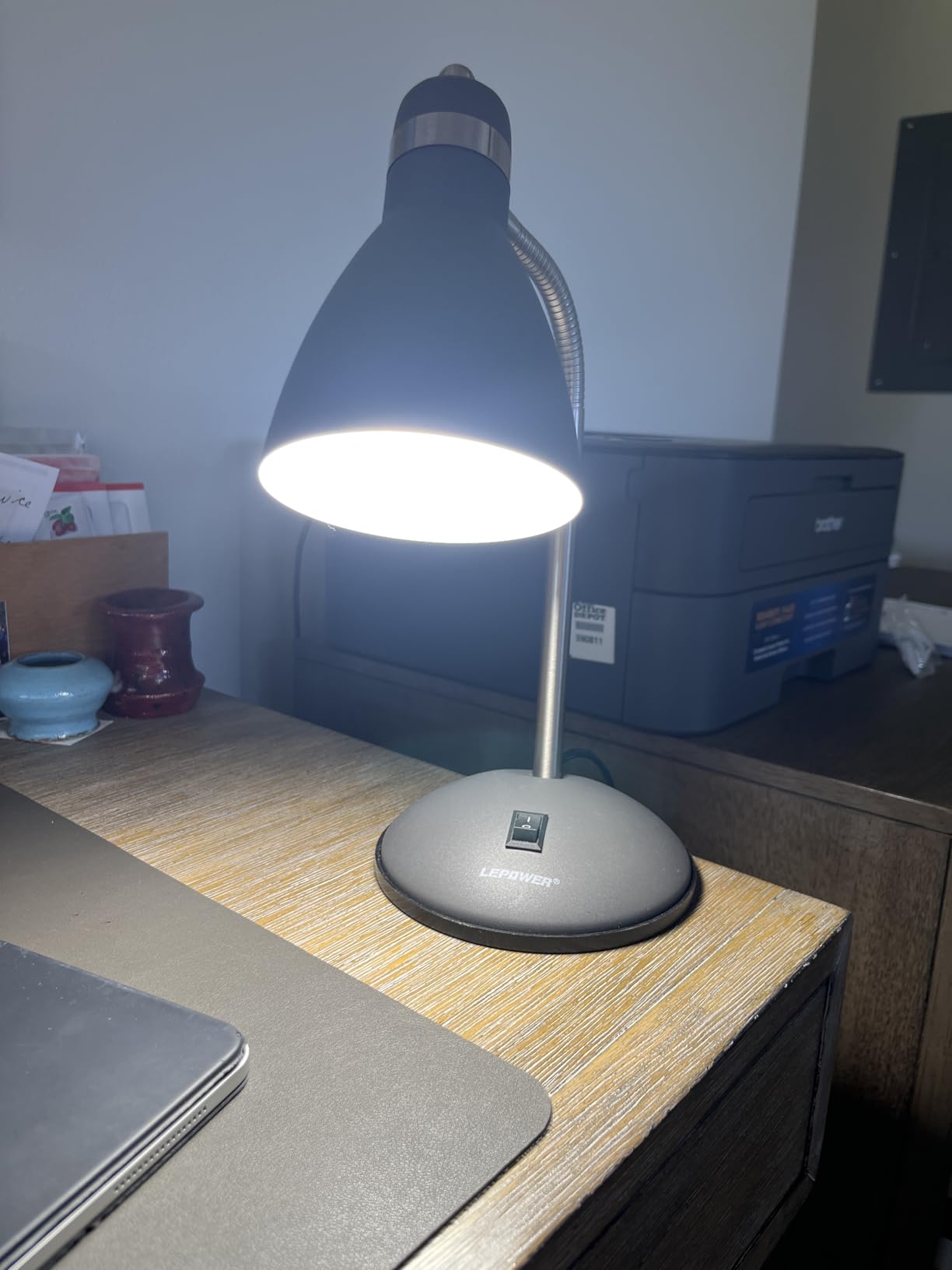 LEPOWER Metal Desk Lamp, Eye-Caring Table Lamp, Study Lamps with Flexible Goose Neck for Bedroom, Home Office (Matte Black) customer photo 2