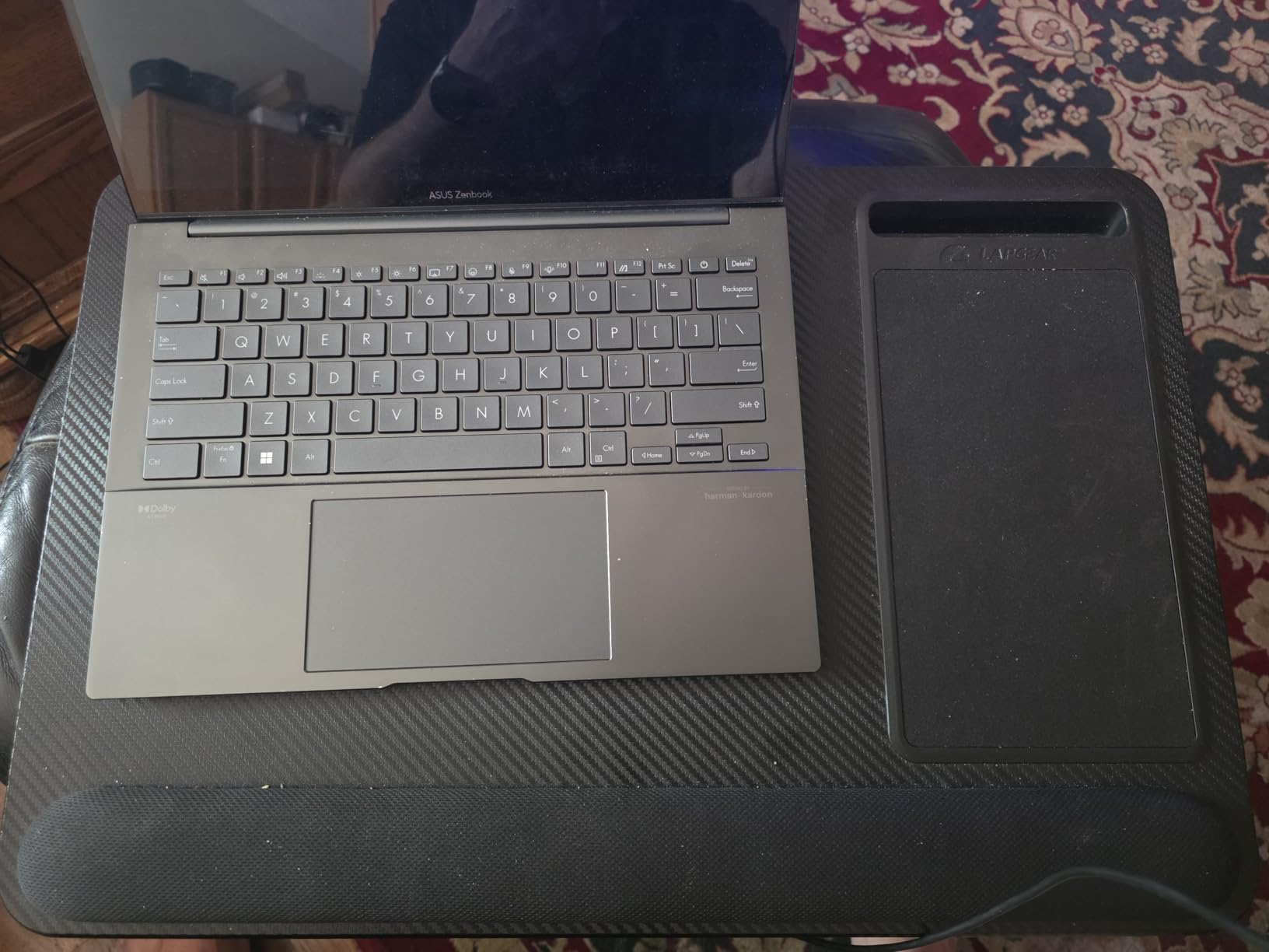 LAPGEAR Home Office Pro Lap Desk with Wrist Rest, Mouse Pad, and Phone Holder - Black Carbon - Fits up to 15.6 Inch Laptops - Style No. 91598 customer photo 2