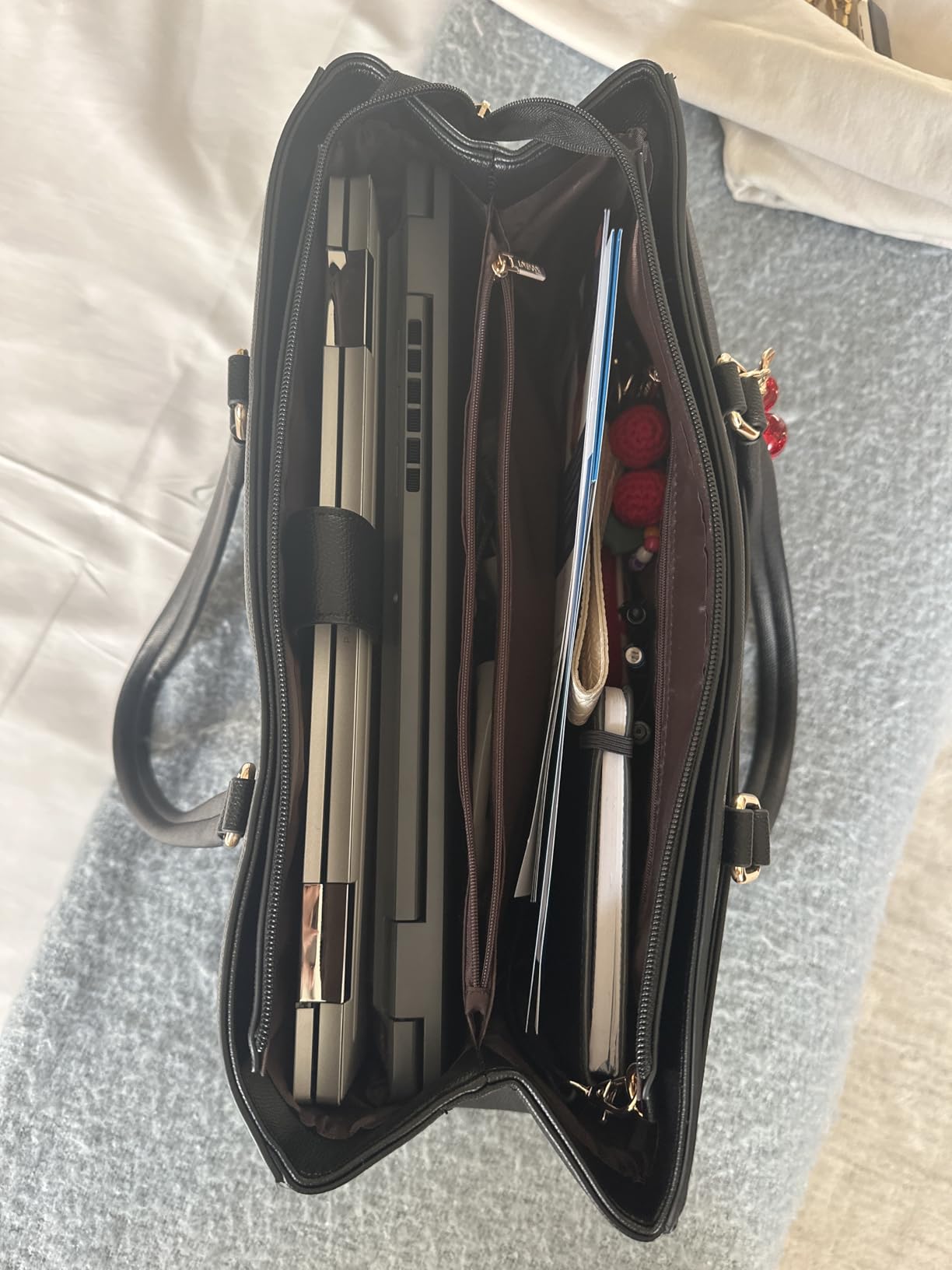 LOVEVOOK Laptop Tote Bag for Women 15.6 Inch Waterproof Leather Computer Bags Business Office Work Briefcase, Black customer photo 1