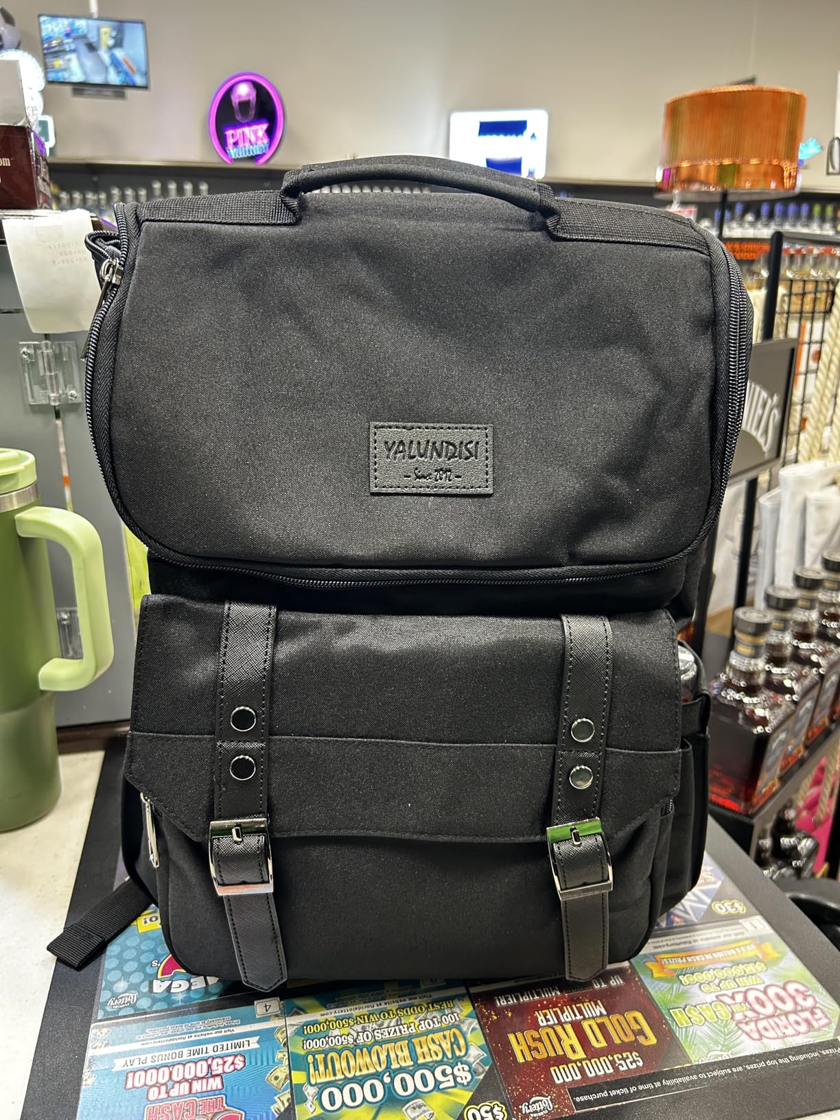 YALUNDISI Vintage Backpack Travel Laptop Backpack with USB Charging Port for Women & Men College Backpack Fits 15.6 Inch Laptop, Black customer photo 1