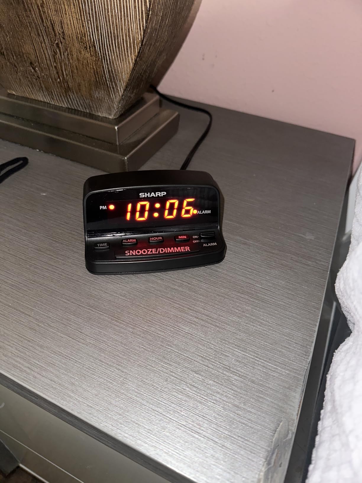 Sharp Digital Alarm Clock with Keyboard Style Controls, Battery Back-up, Easy to Use with Simple Operation, Black Case with Red LED Display customer photo 2