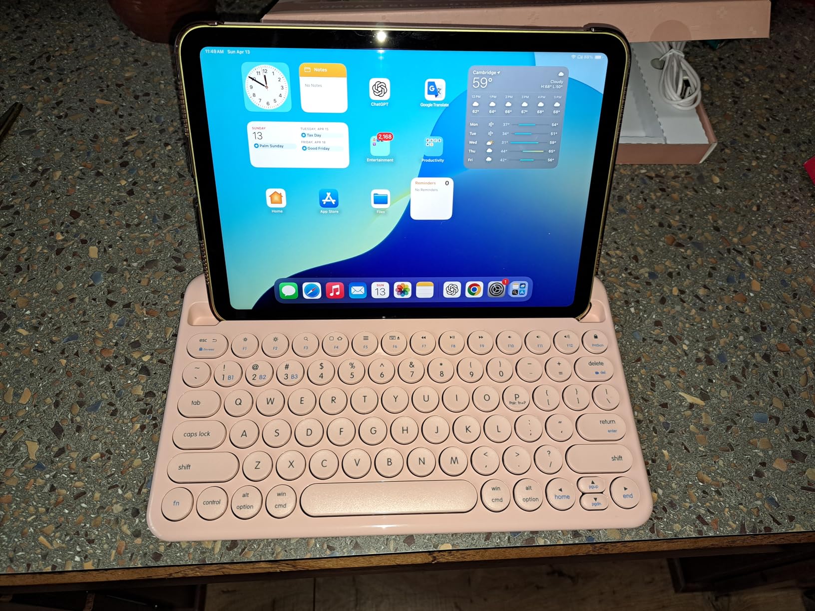 Macally Small Wireless Bluetooth Keyboard for iPad mini/Air/Pro, iPhone, Tablet, and Phone - 78 Key iPad Keyboard with Built-in Stand - Universal Compatible Multi Device - Purple customer photo 2