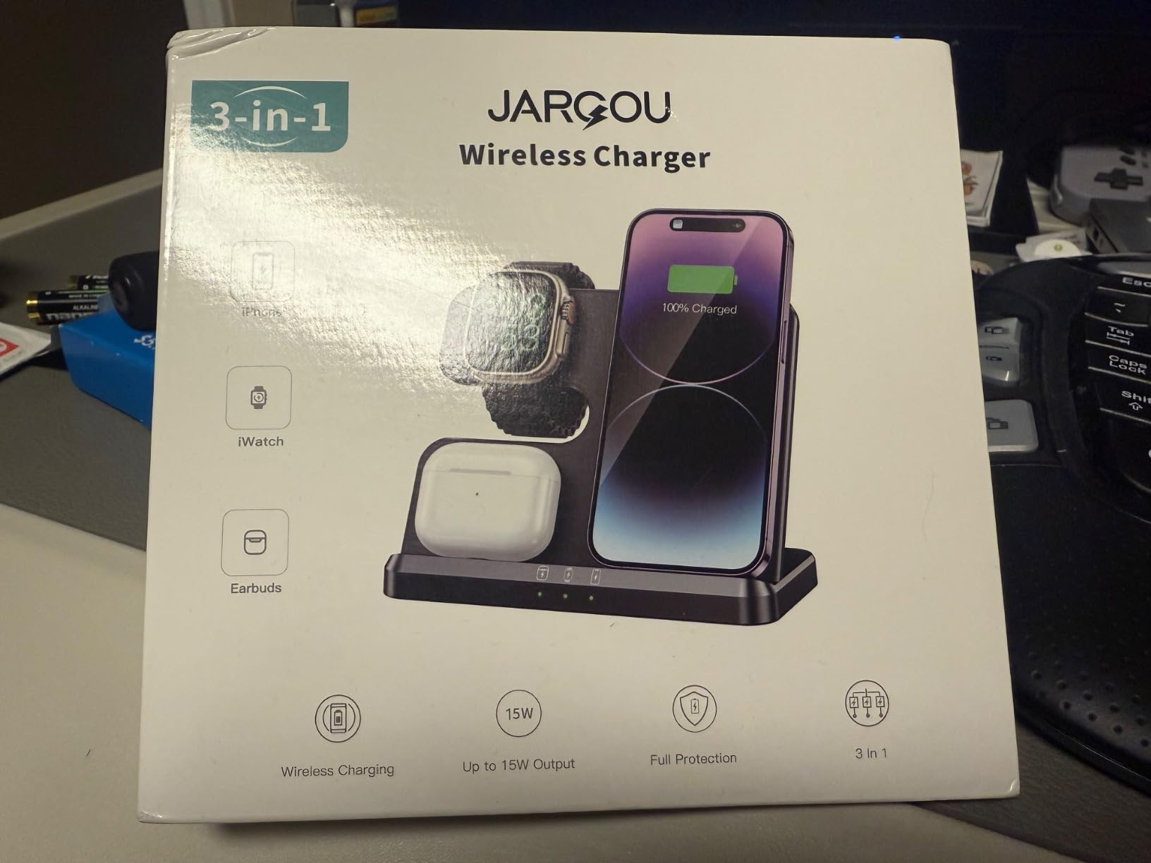 JARGOU 3 in 1 Charging Station for Apple Wireless Charger for iPhone, iWatch & AirPods customer photo 1