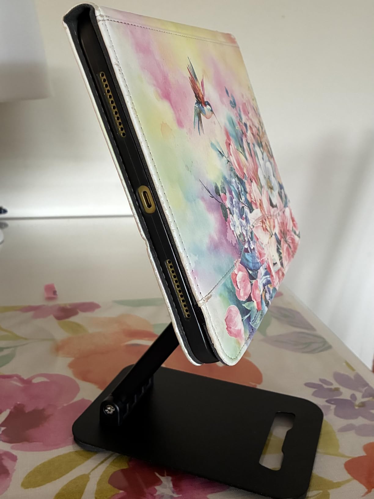 LISEN iPad Stand Tablet Holder for Desk, Adjustable Portable Monitor Stand | Tablet Stand Desk Accessories Offices Essentials, Kindle Accessories Stand for Apple iPad Mini Accessories customer photo 2