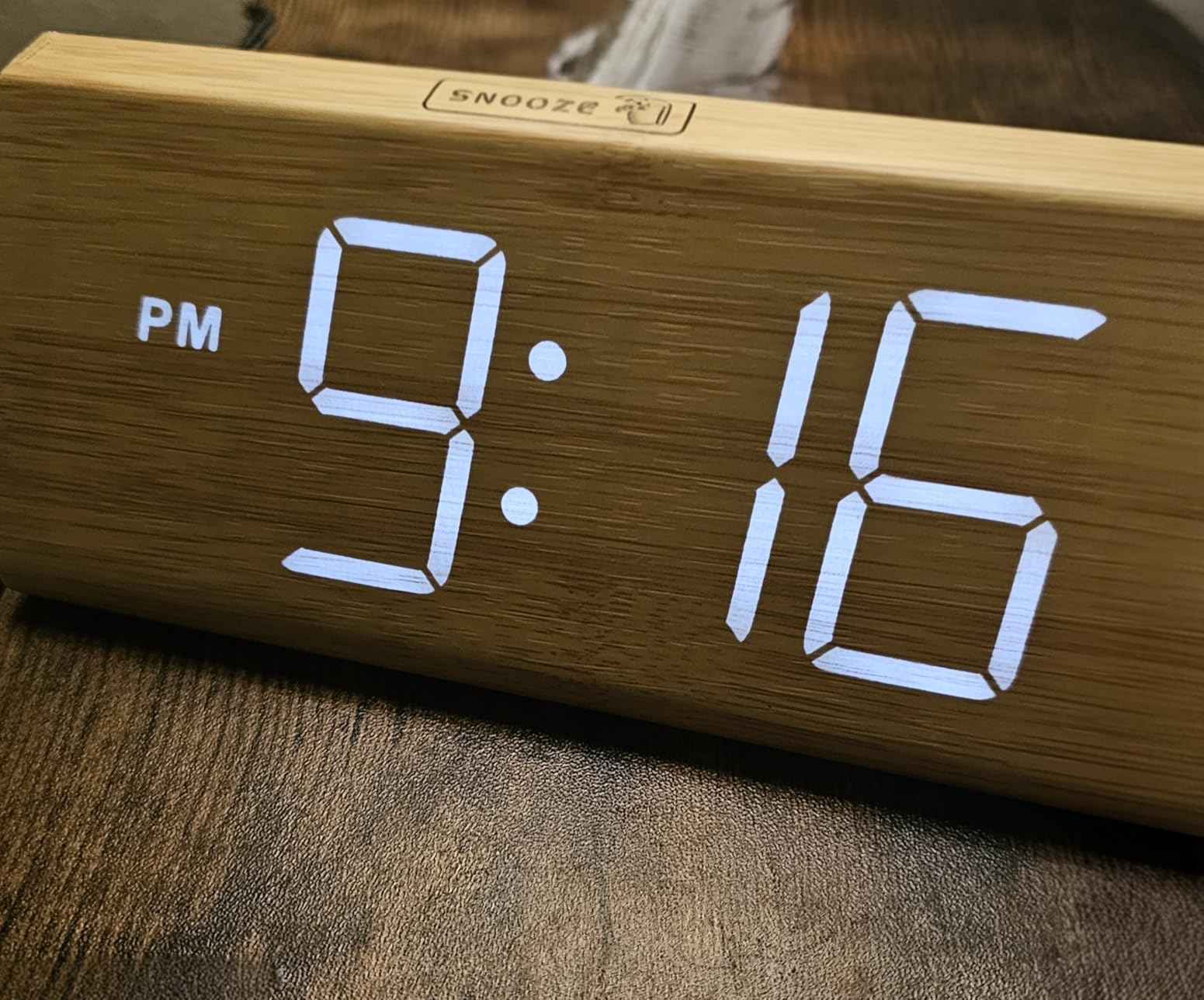 DreamSky Wooden Digital Alarm Clocks for Bedrooms - Electric Desk Clock with Large Numbers, USB Port, Loud Alarm for Heavy Sleepers, Adjustable Volume, Dimmer, Snooze, DST, Wood Decor, Adapter Powered customer photo 2