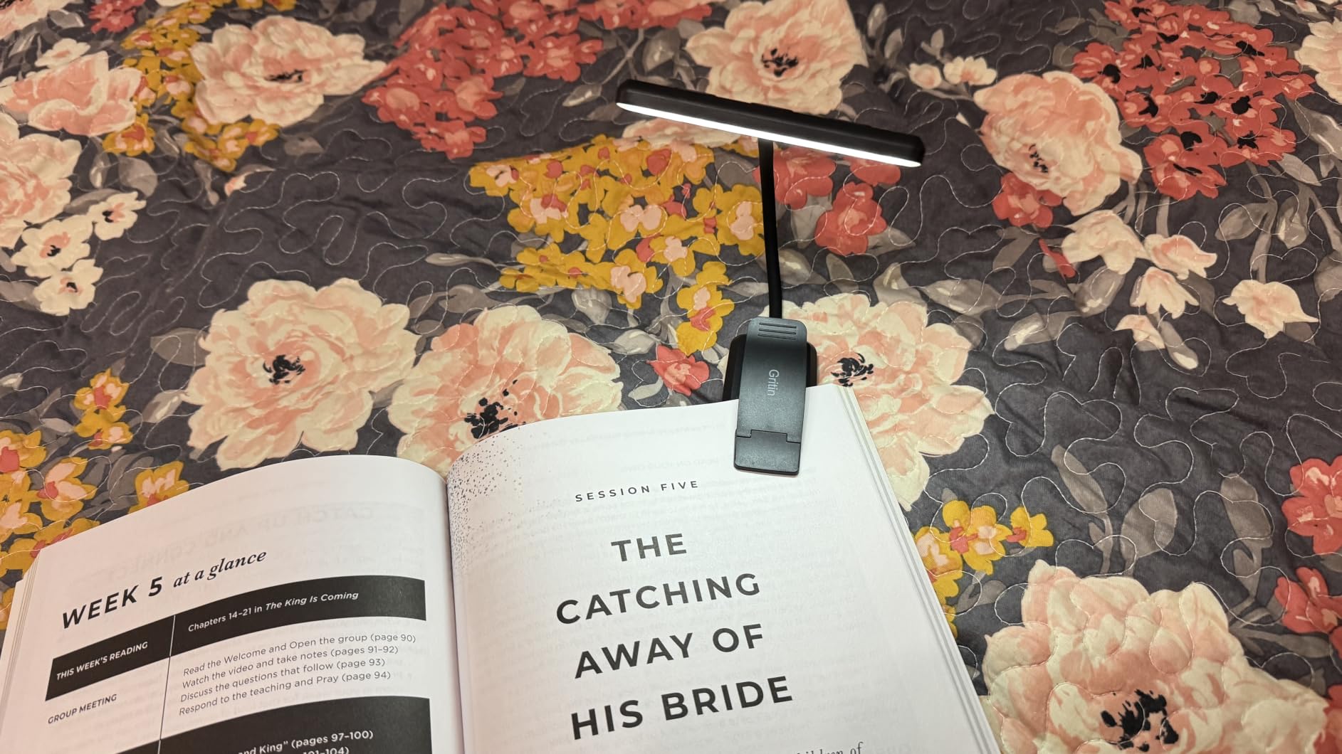 Gritin 19 LED Rechargeable Book Light for Reading in Bed with Memory Function - Eye Caring 3 Color Temperatures, Stepless Dimming Brightness, 90 Hrs Runtime Lightweight Clip on Light for Book Lovers customer photo 1