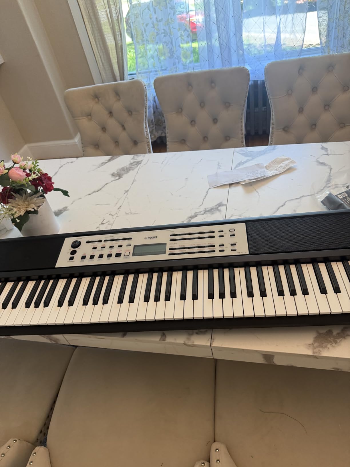 Yamaha 61 Touch Sensitive Keys Portable Keyboard for Beginners with Music Rest, Power Adapter PSR-E383 customer photo 1
