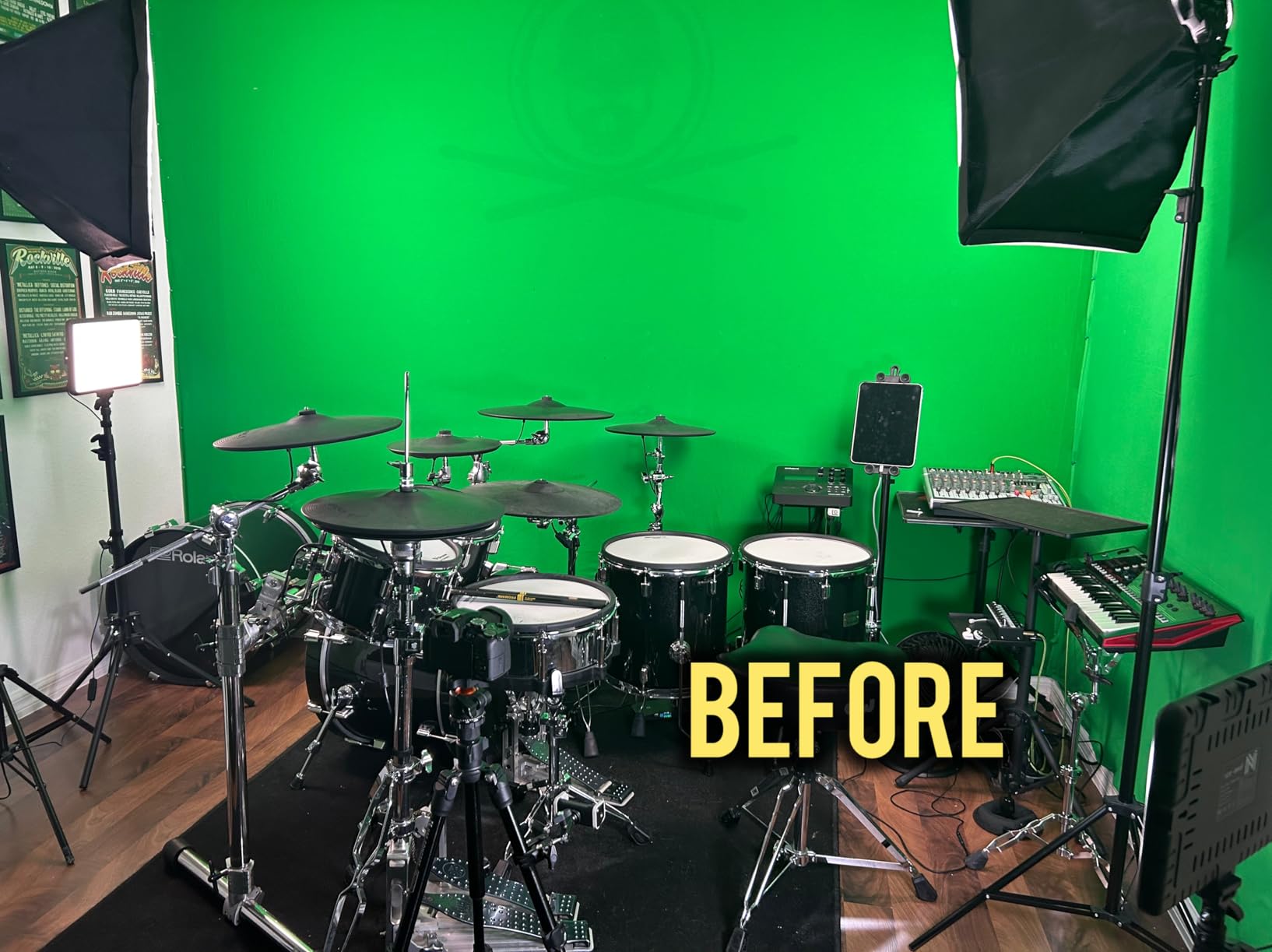 RAUBAY Retractable Pull Down Green Screen - 59.8