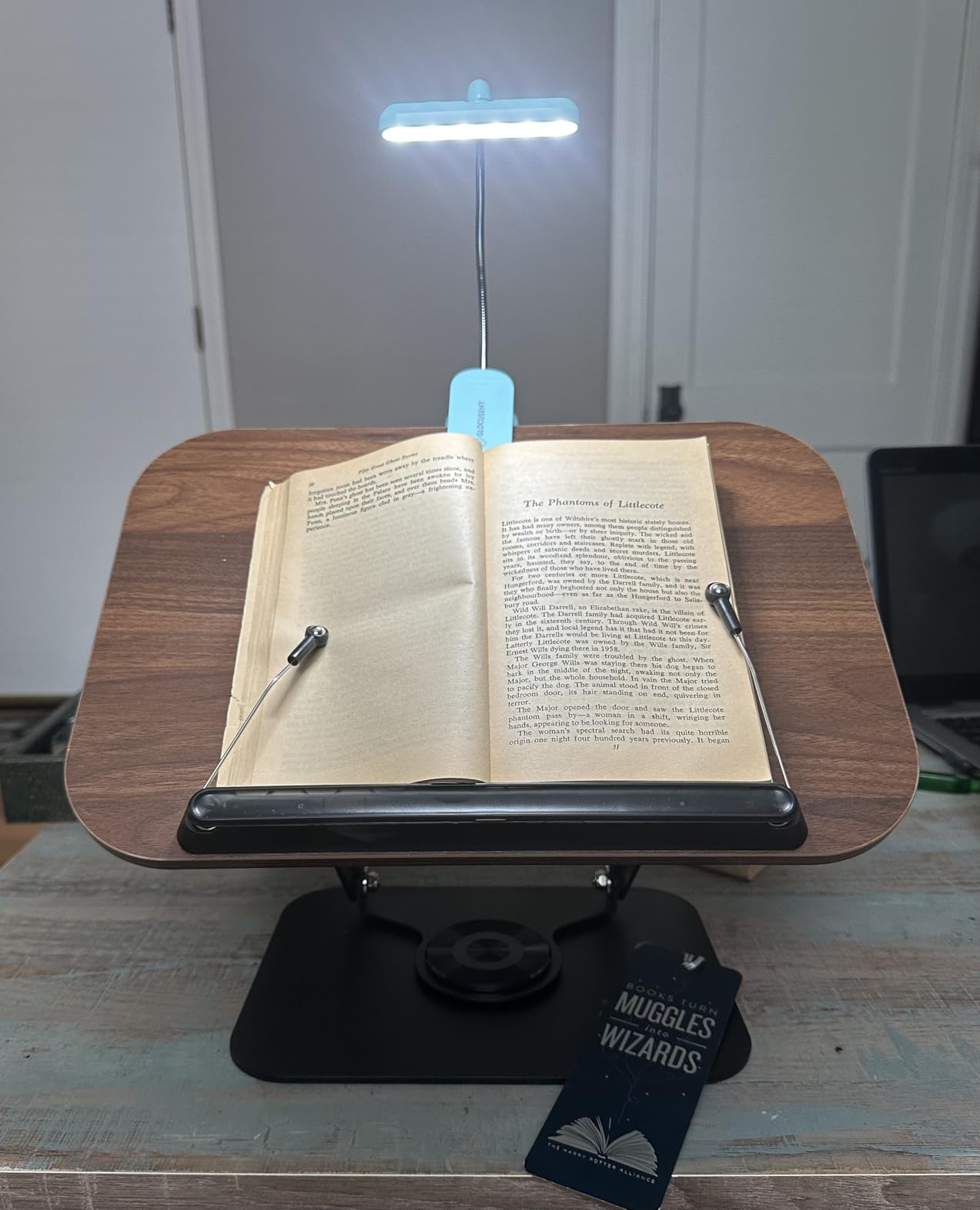 SupeDesk Book Stand for Reading, Adjustable Book Holder with 360° Rotating Bases, Foldable Designs, and Elastic Clips, Multifunctional Display Stand for Recipe, Cookbooks, Magazines, Tablets, Laptops customer photo 2