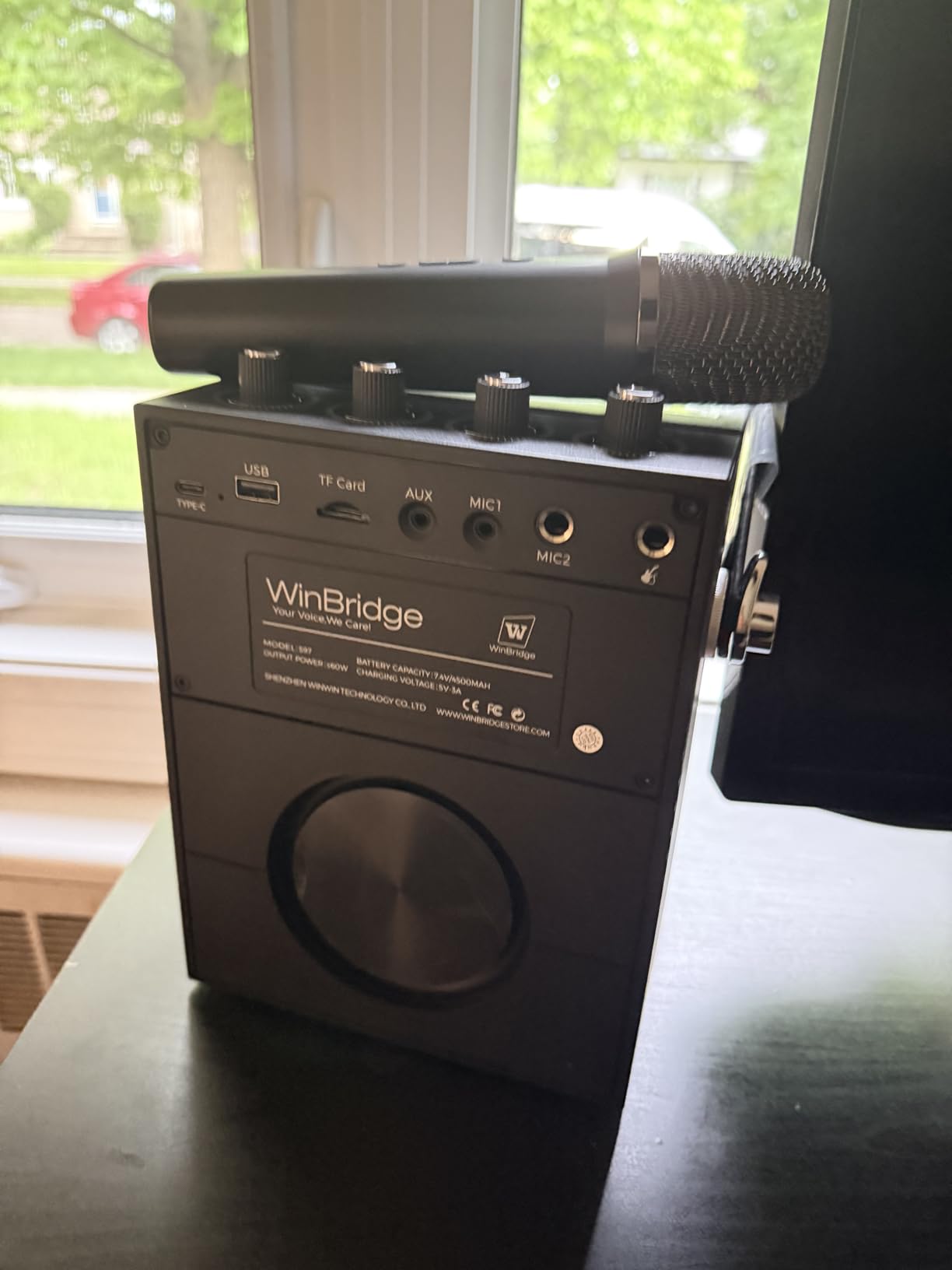 WinBridge S97 60W Powerful Voice Amplifier with Dual Wireless Microphones | Speaker Mic Set, PA System for Teachers, Karaoke & Event, Guitar Input, 4 Sound Effects, Bluetooth Audio/USB/TF/AUX Playback customer photo 2