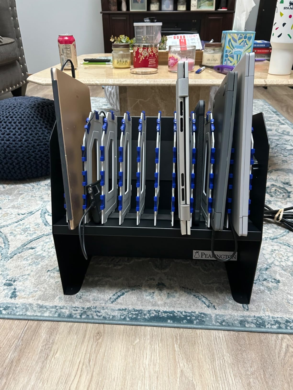 Pearington 10-Device USB Laptop Charging Station for Classroom, Home, or Office, Includes 6 AC Outlets & 4 USB Ports, Store Laptops, Tablets & E-Readers up to 1.4 Thick, 17 x 13 x 16 customer photo 2