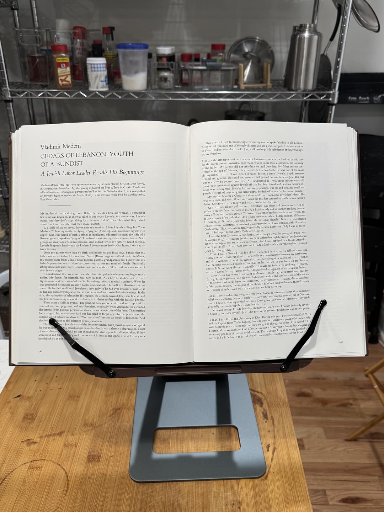 Tounee Book Stand, Telescopic Book Holder Stand, Adjustable Height Pull Out Design Ergonomic Cookbook Stand with Elastic Page Clips Fits All Books (Gray) customer photo 1