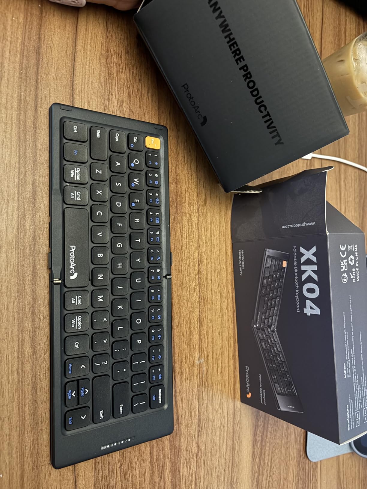 ProtoArc Foldable Compact Keyboard for Phone and Tablet, XK04 Pocket-Sized Travel Bluetooth Keyboard with PU Leather Cover, 3 Device Workflow for On-the-Go Typing - Black customer photo 2