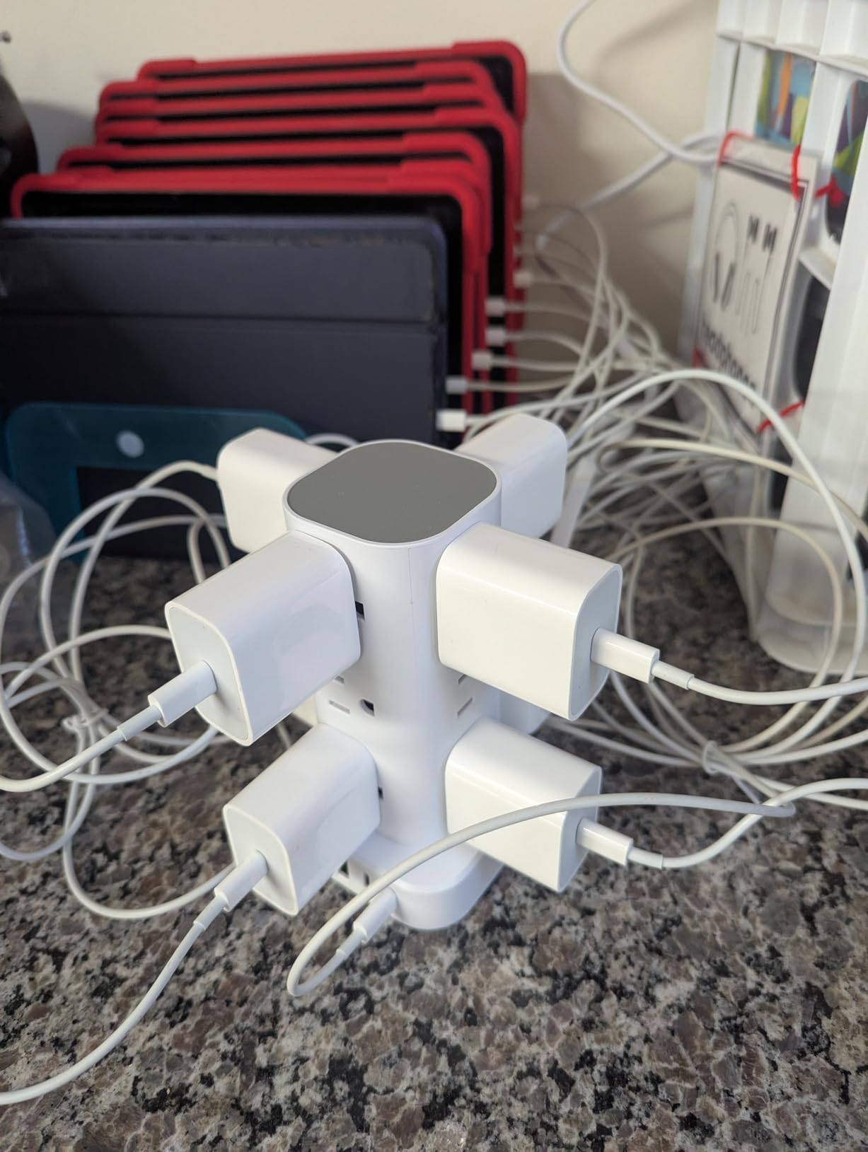 Power Strip Tower with Multiple Outlets, Flat Plug Surge Protector Tower Extension Cord with 12 AC Outlets 4 USB Ports (2 USB C), 6FT Cord Power Tower Surge Protector for Home Office Dorm Room, White customer photo 1