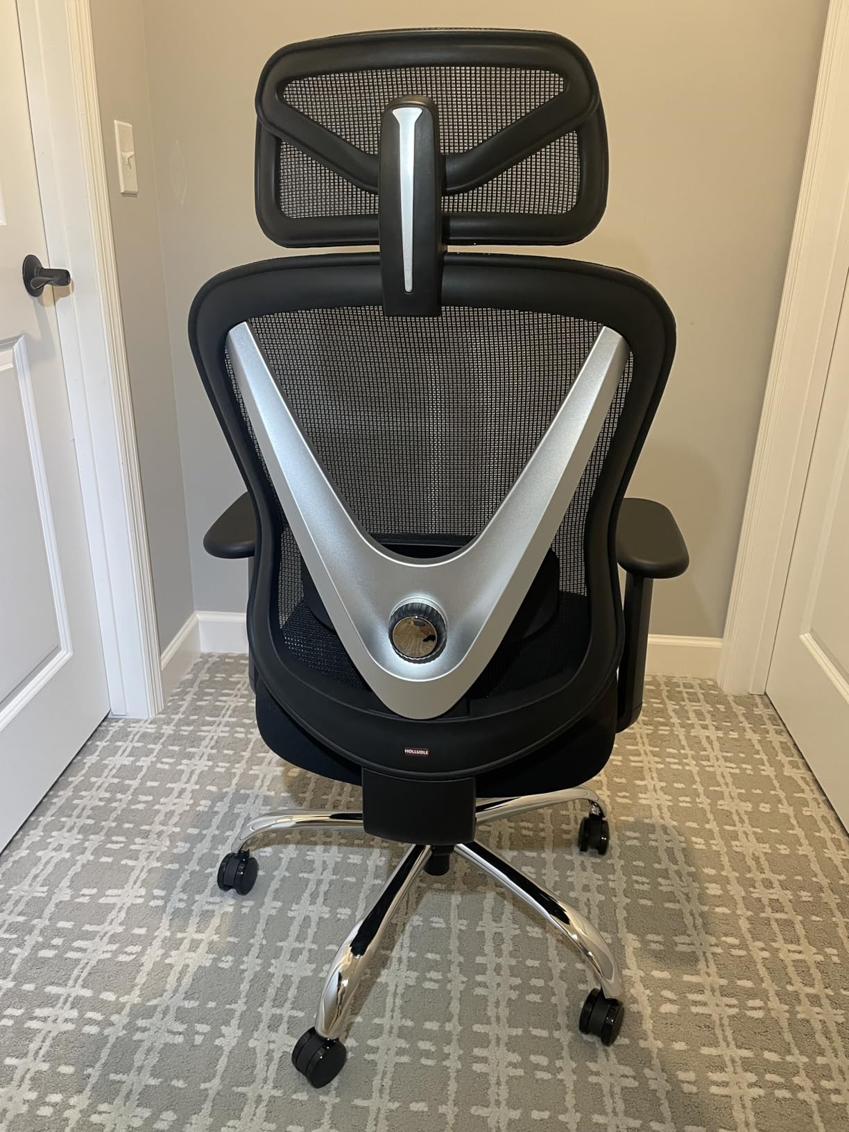HOLLUDLE Ergonomic Mesh Office Chair - 3D Adjustable Lumbar Support & 3D Armrests, V-Shaped Back, Adjustable Desk Chair for Office & Home, White customer photo 2