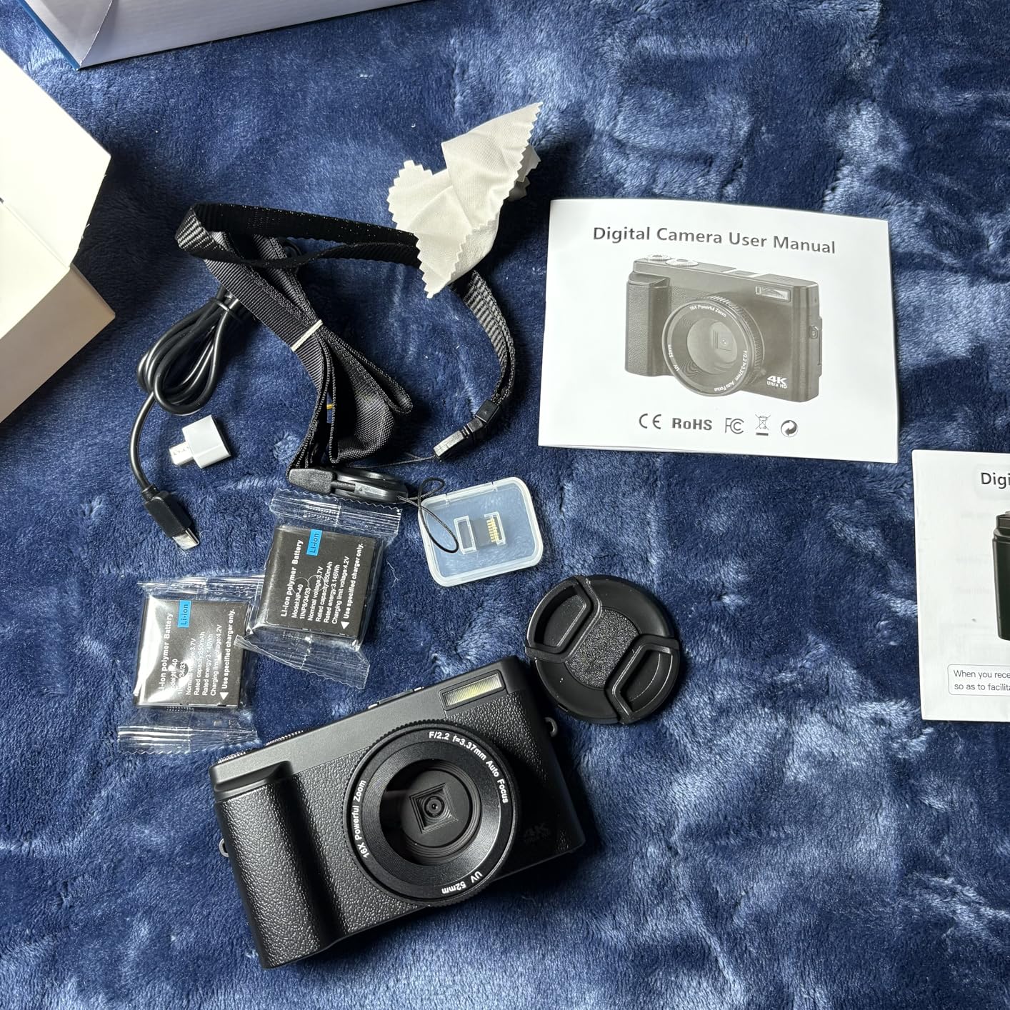 Duluvulu 4K Digital Camera for Photography Autofocus, 48MP Vlogging Camera for YouTube with SD Card, 2 Batteries, 3