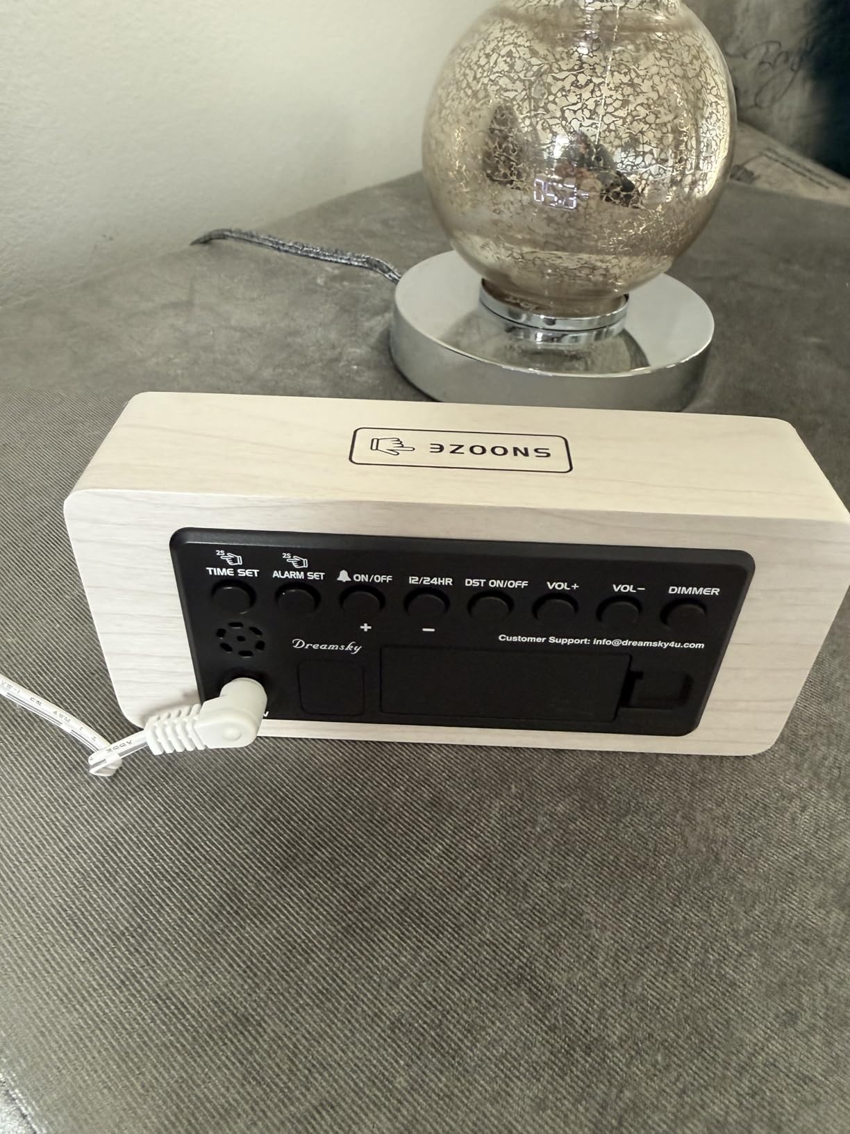 DreamSky Wooden Digital Alarm Clock for Bedroom - Desk Clock for Living Room with Large Numbers, Dimmer, Loud Alarm for Heavy Sleepers with Volume Control, DST, Office Wood Decor (Plug in Clock) customer photo 1
