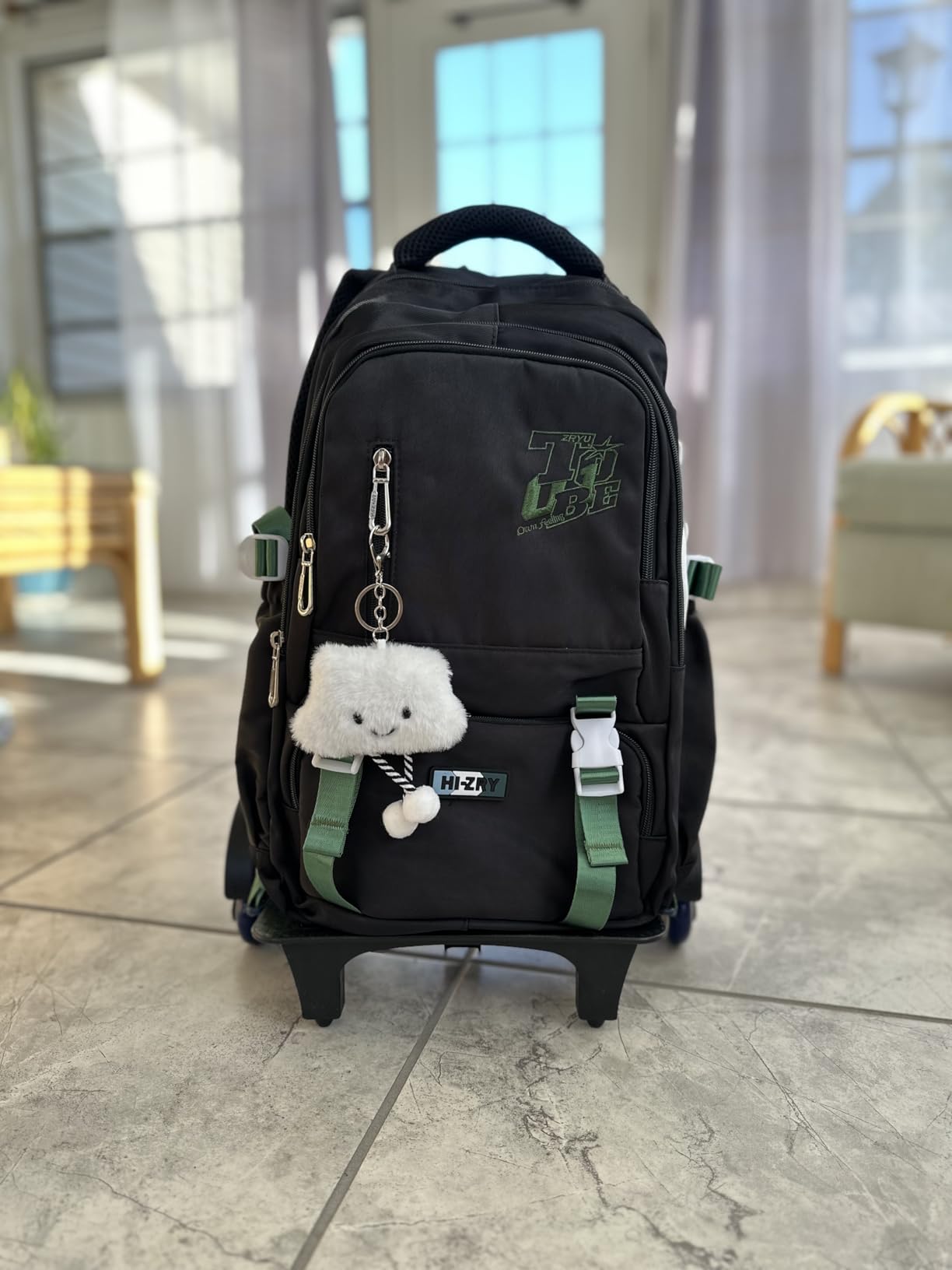 Kids Rolling Backpack for Girls Boys Elementary Middle School Bags, Kids Wheeled Boys Girls Backpack with 6 Wheels, Black customer photo 2