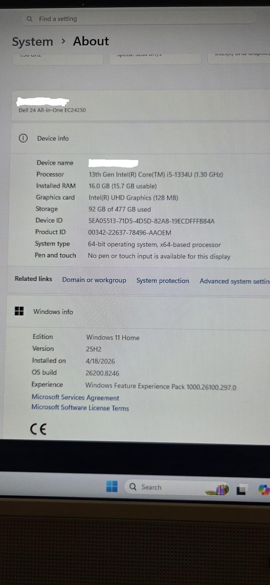 Dell 24 All-in-One Desktop, 23.8-inch FHD Touch Display, Intel Core 5 Processor 120U, Intel Graphics, 16GB DDR5 RAM, 512GB SSD, Windows 11 Home, Onsite Service - White customer photo 1