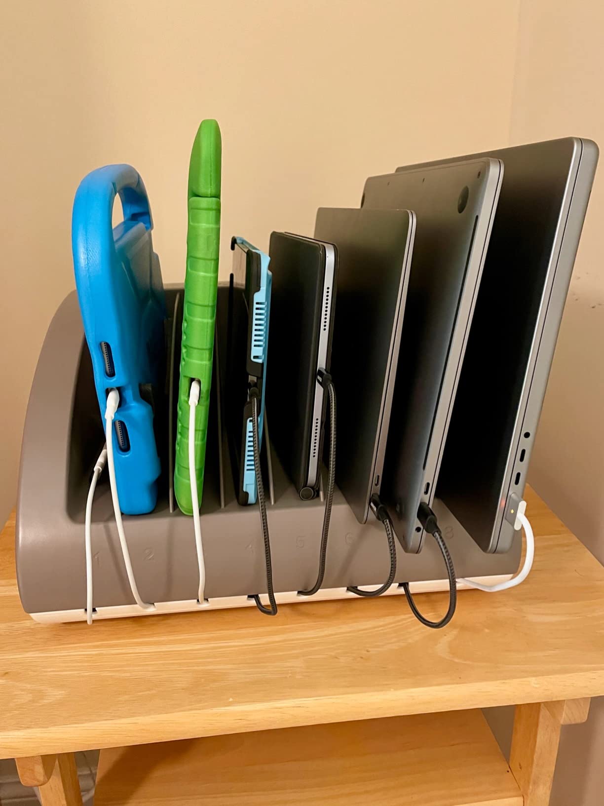 POCHAR 10-Device Open Charging Station for Chromebooks, iPads & Tablets | Heavy-Duty Steel Charging Rack with Lockable Storage Drawer customer photo 1