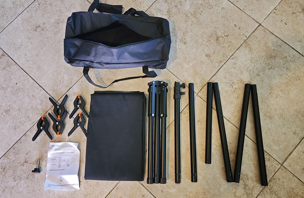 Green Screen Backdrop Kit 5x7 ft with Foldable T-Shaped Stand | Portable Greenscreen Background with 5 Clamps, Carrying Bag for Parties, Streaming, Photography, Zoom, Gaming, Video Studio customer photo 1