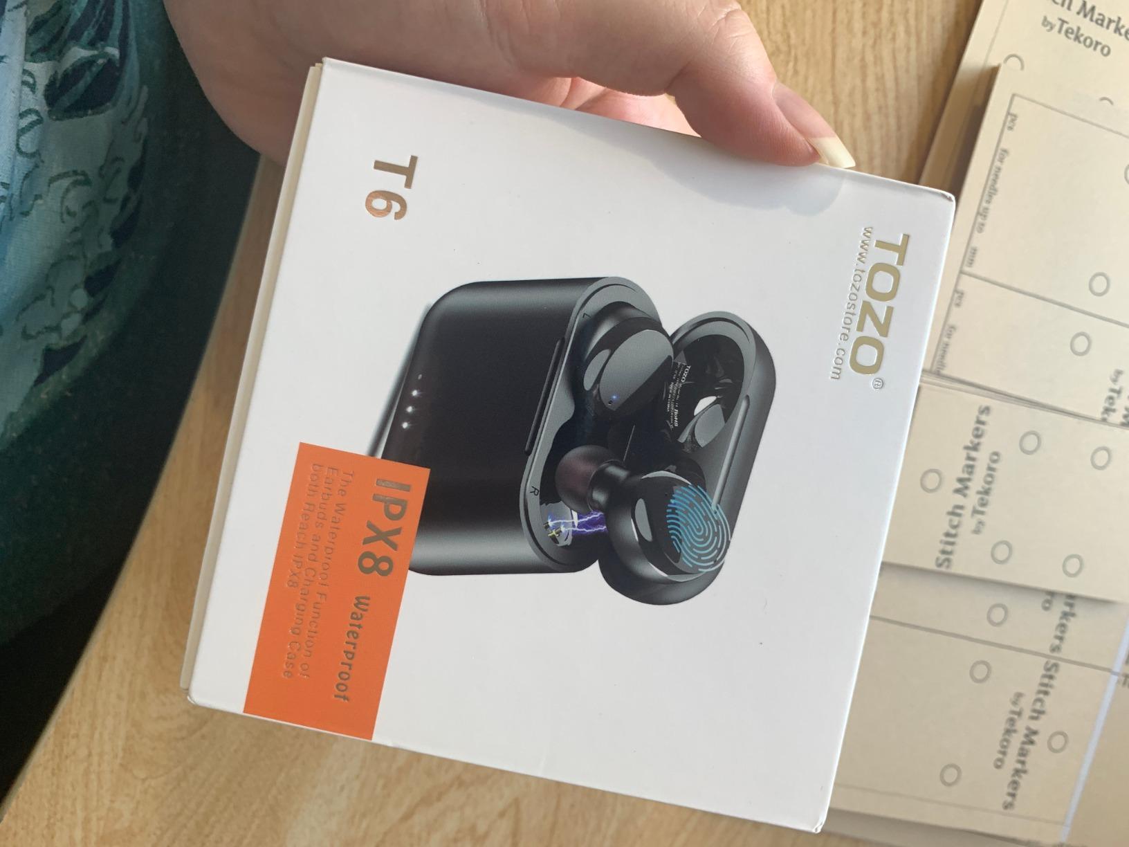 TOZO T6 Wireless Earbuds Bluetooth 5.3 Stereo Sound in Ear Headphones, 50H Long Playtime Ear buds with Charging Case, App Customizable EQs, IPX8 Waterproof Earphones, AI Calls, Deep Bass customer photo 1