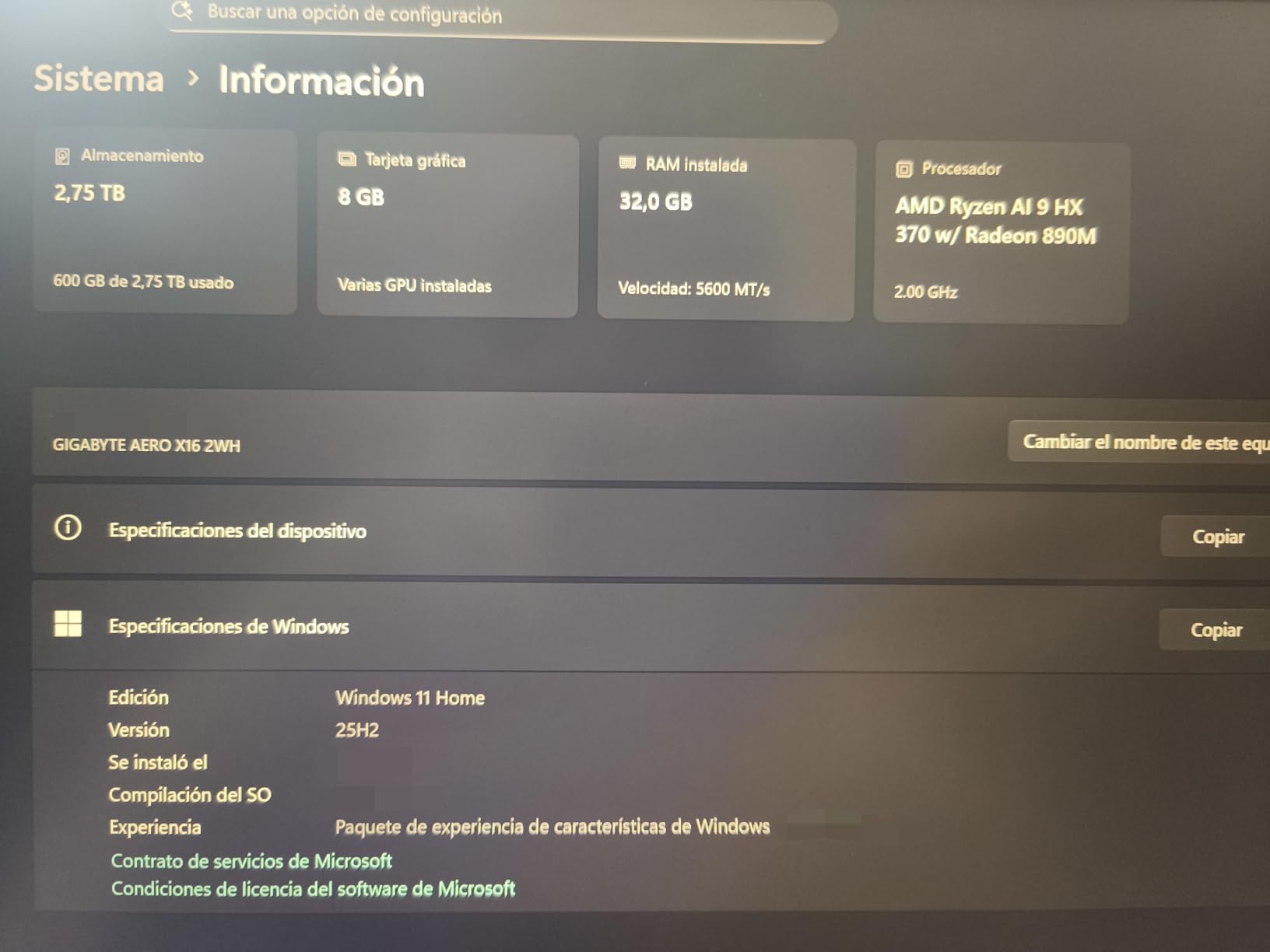 GIGABYTE AERO X16, Copilot+ PC - 165Hz 2560x1600 WQXGA - Manufactured by NVIDIA GeForce RTX 5070 - AMD Ryzen AI 9 HX 370-1TB SSD with 32GB DDR5 RAM - Windows 11 Home - Space Gray - 2WHA3USC64AH customer photo 2