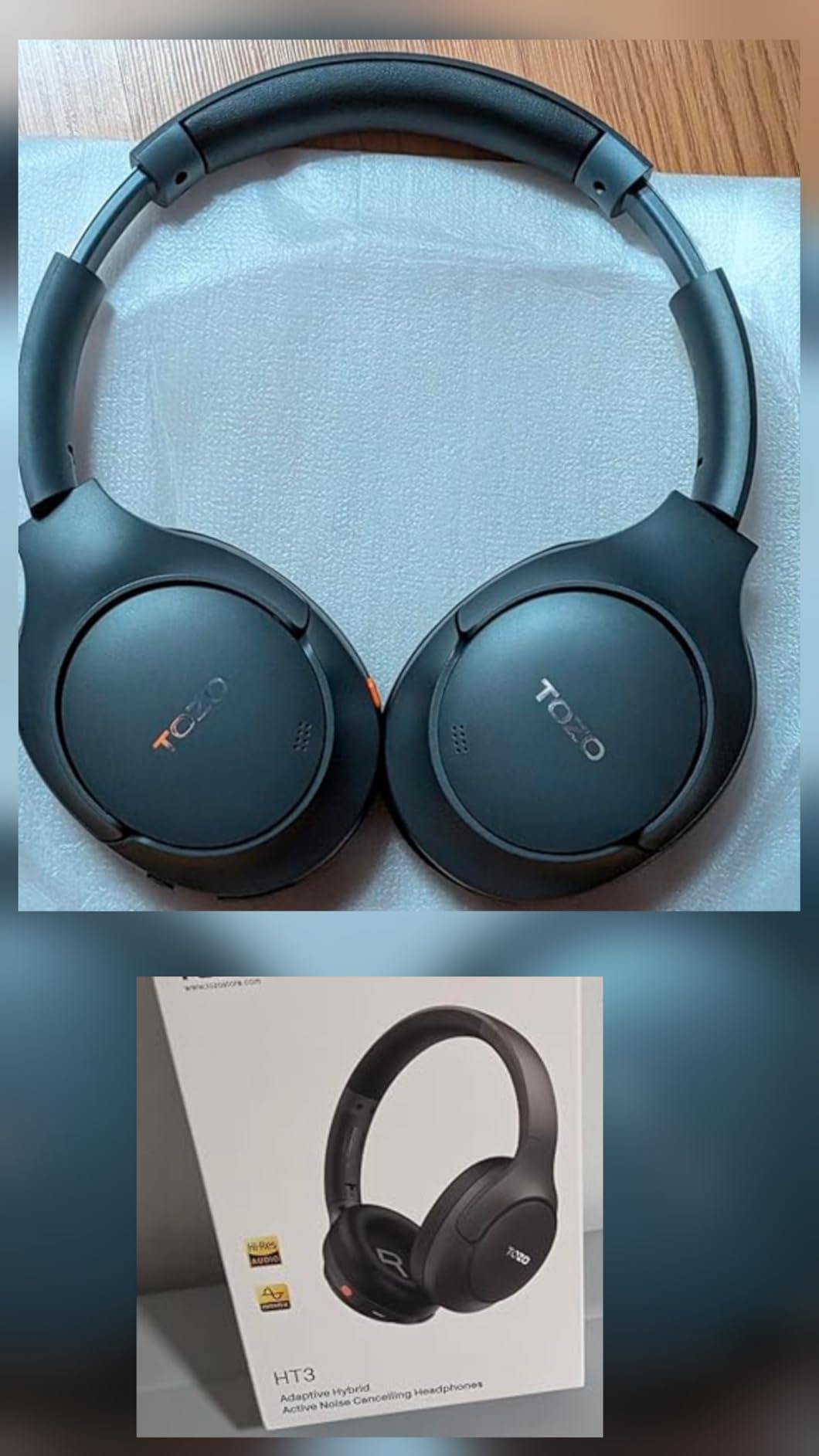 TOZO HT3 Hybrid Noise Cancelling Headphones, 90H Battery Life Wireless Over Ear Bluetooth 6.0 Foldable Headset, AI Voice Assistant with 5 Mics, Connect 2 Devices and Hi-Res Sound, 32 EQ Audio Presets customer photo 2