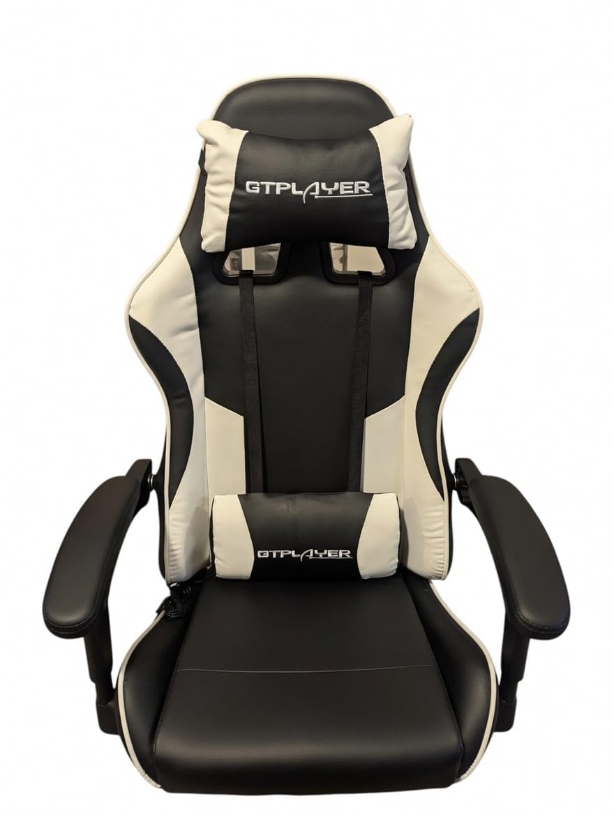 GTPLAYER Gaming Chair, Computer Chair with Footrest and Lumbar Support, Height Adjustable Game Chair with 360-Swivel Seat and Headrest for Office or Gaming (Pearl White) customer photo 1