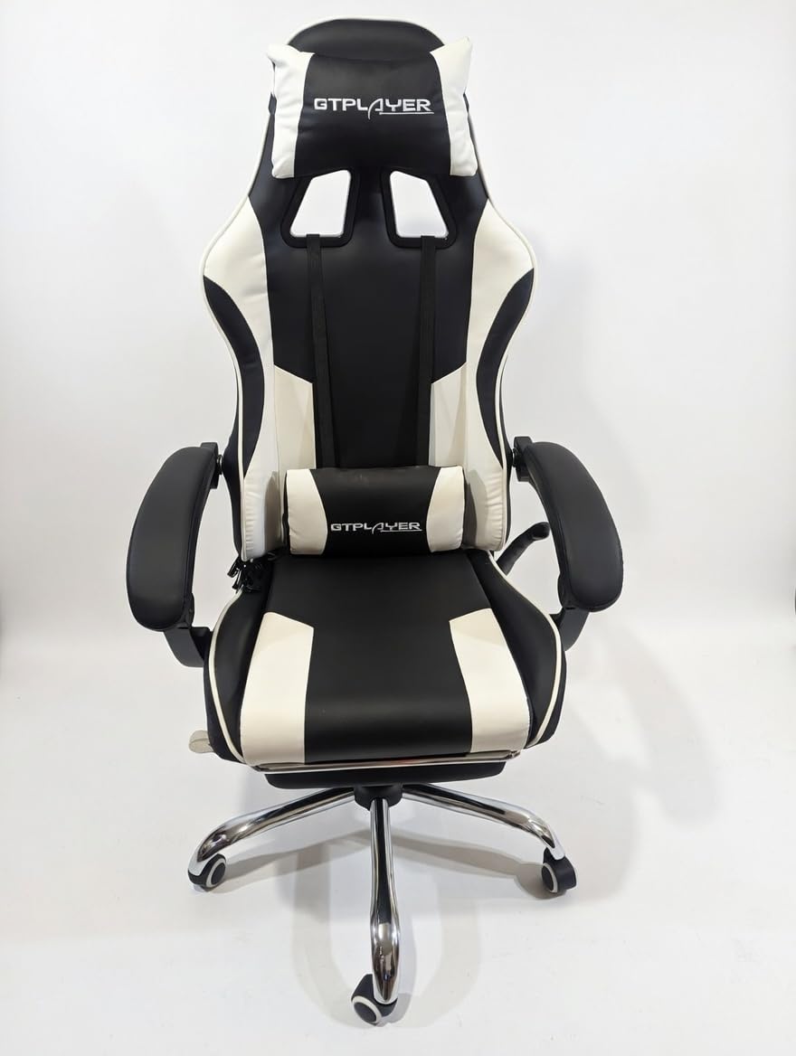 GTPLAYER Gaming Chair, Computer Chair with Footrest and Lumbar Support, Height Adjustable Game Chair with 360-Swivel Seat and Headrest for Office or Gaming (Pearl White) customer photo 2