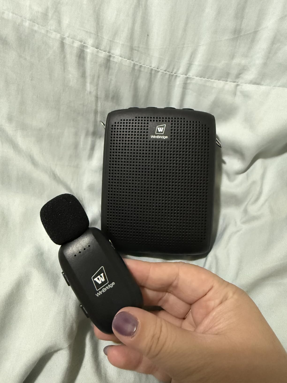 WinBridge Wireless Voice Amplifier for Teachers - Lapel Mic System Saves Your Voice | 15W Portable PA System with Bluetooth, 12H+ Battery, Auto-Pairing | No Headset, Ultra-Light 18.3g Clip Mic WB005N customer photo 1