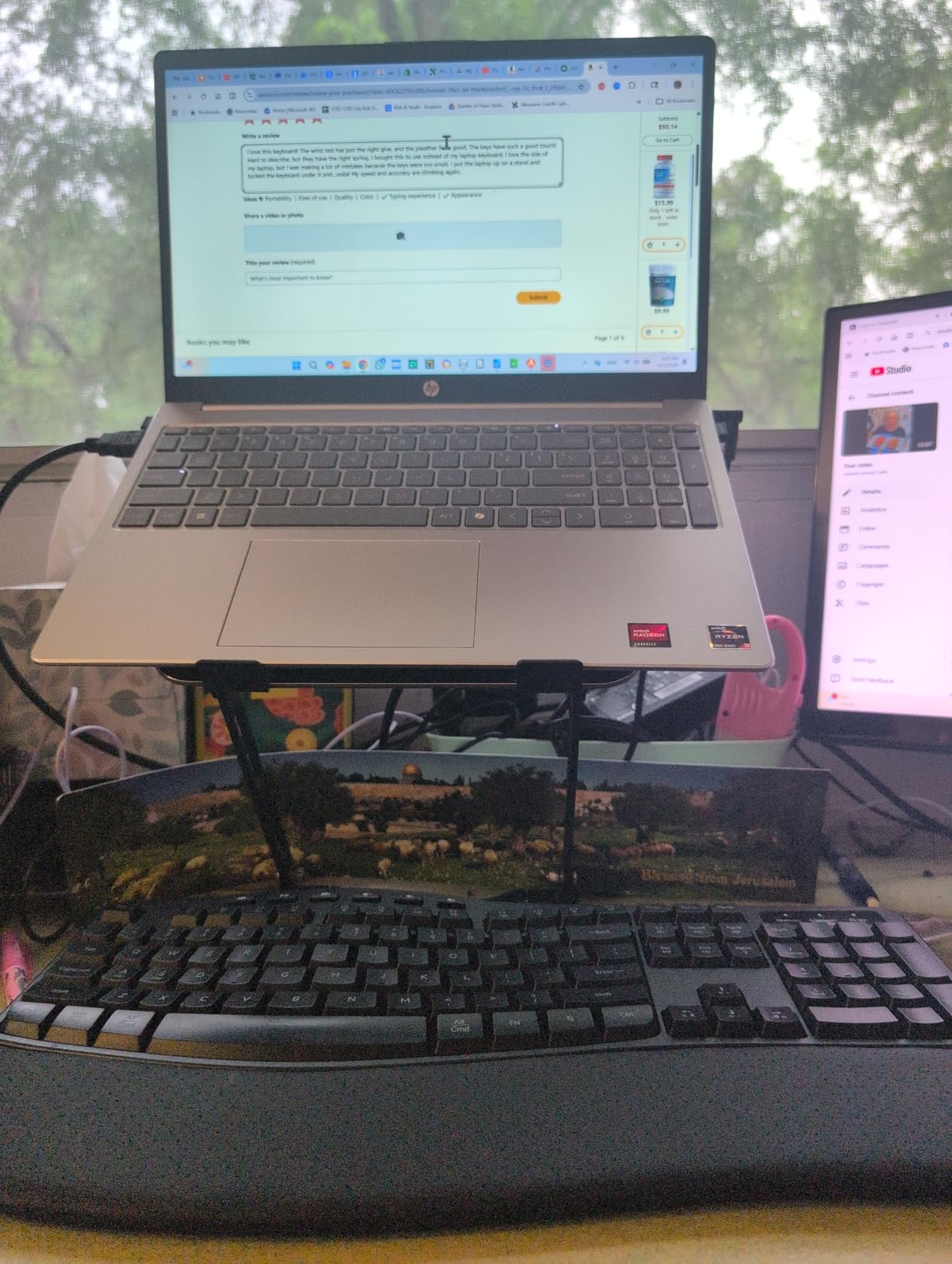 COLIKES Wireless Ergonomic Keyboard, Backlit Keyboard Silent with 15 RGB Lighting Effects, Leather Wrist Rest, 2500mAh Rechargeable, Multimedia Keys, Wave Keyboard for PC Computer Laptop Windows Mac customer photo 2