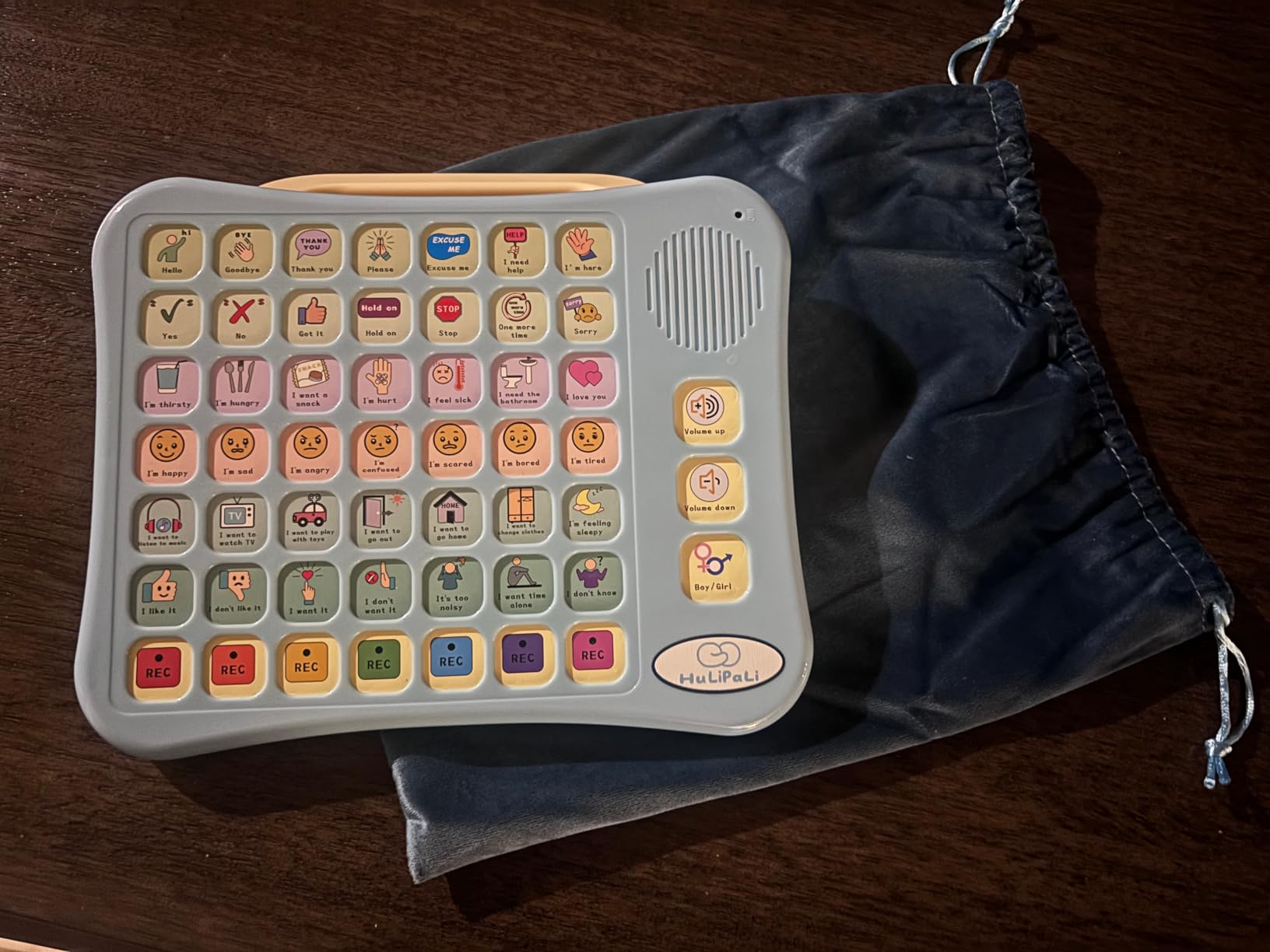 AAC Device for Autism & Nonverbal Kids - Communication Tool with Boy & Girl Voices, 42 Phrases, 7 Recordable Buttons & Foldable Stand for Speech Therapy customer photo 1