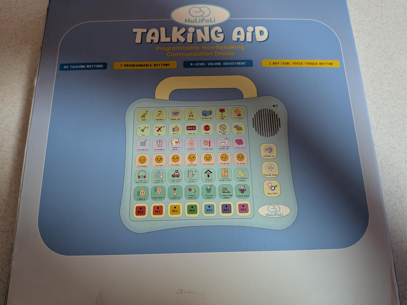 AAC Device for Autism & Nonverbal Kids - Communication Tool with Boy & Girl Voices, 42 Phrases, 7 Recordable Buttons & Foldable Stand for Speech Therapy customer photo 2