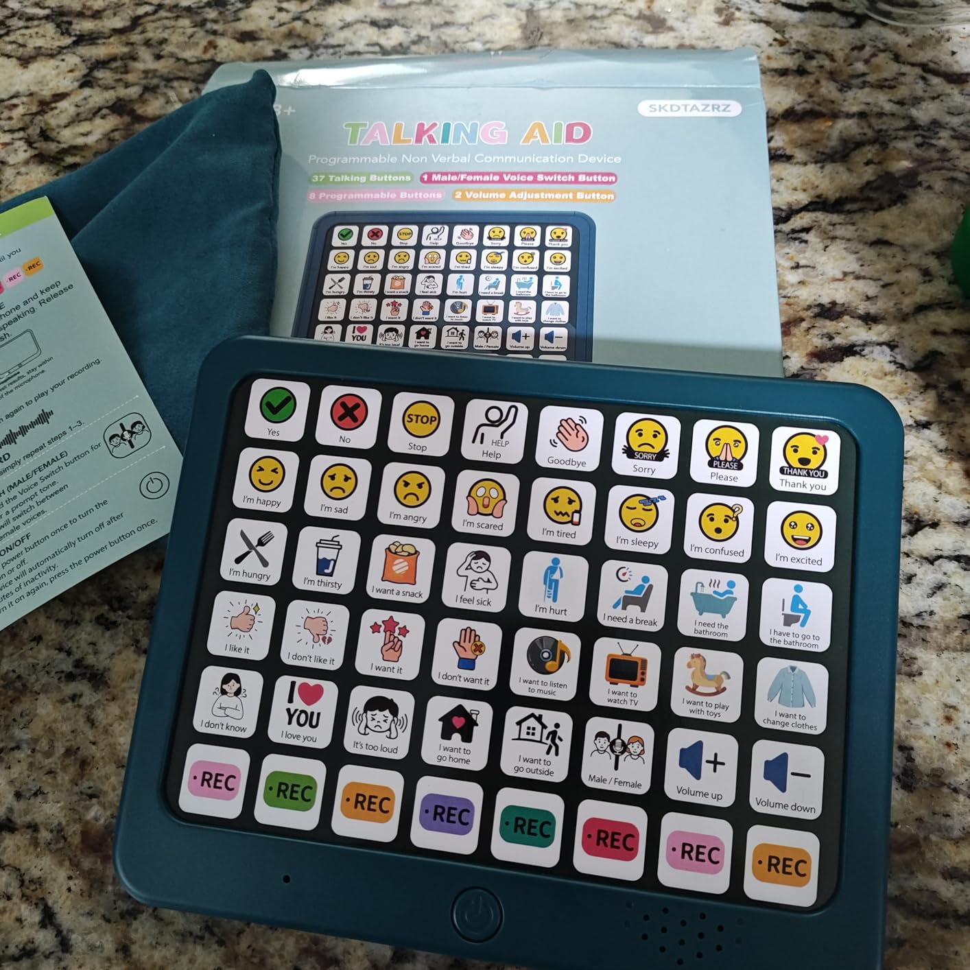 AAC Device for Autism & Nonverbal Kids and Adults, 37 Preloaded Buttons + 8 Recordable Keys, Communication Board for Speech Therapy & Special Education, Home & School Use, Male/Female Voice customer photo 1