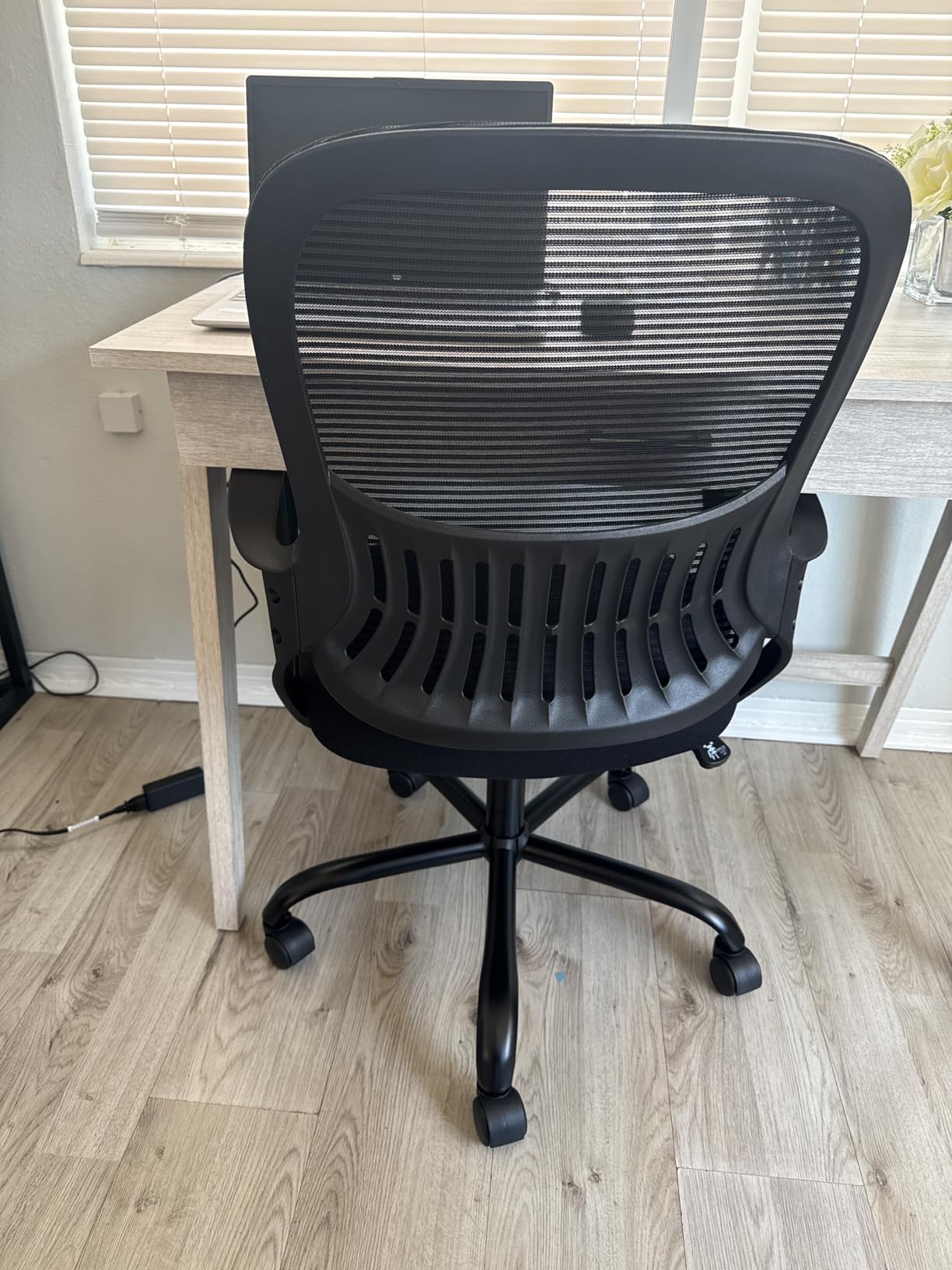 Sweetcrispy Home Office Managerial Executive Chair with Ergonomic Design, Mid-Back Mesh 360 Swivel, Comfortable Lumbar Support, Comfy Arms for Bedroom,Study,Student, Black customer photo 1