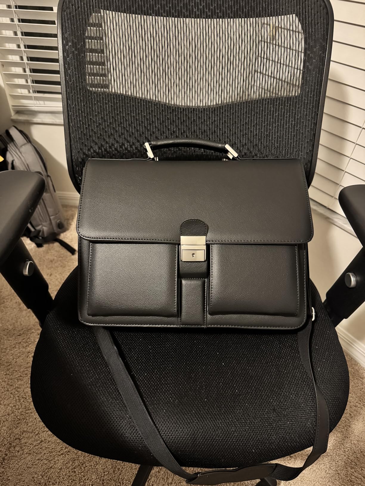 Jack&Chris Mens New PU Leather Attache Briefcase Traditional Messenger Lawyer Bag, MBYX015 customer photo 1