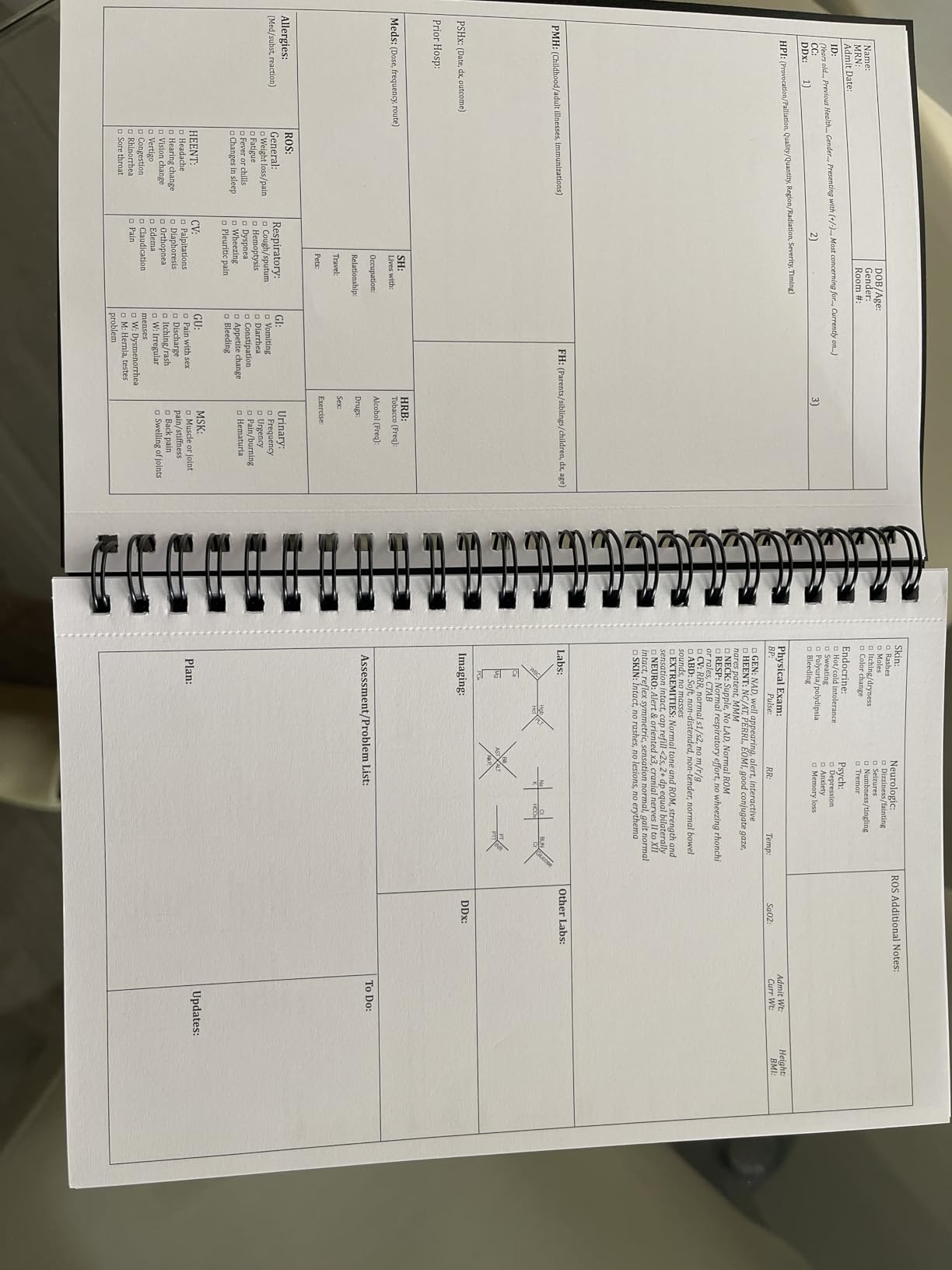 H&P notebook - Medical History and Physical notebook, 100 medical templates with perforations customer photo 1
