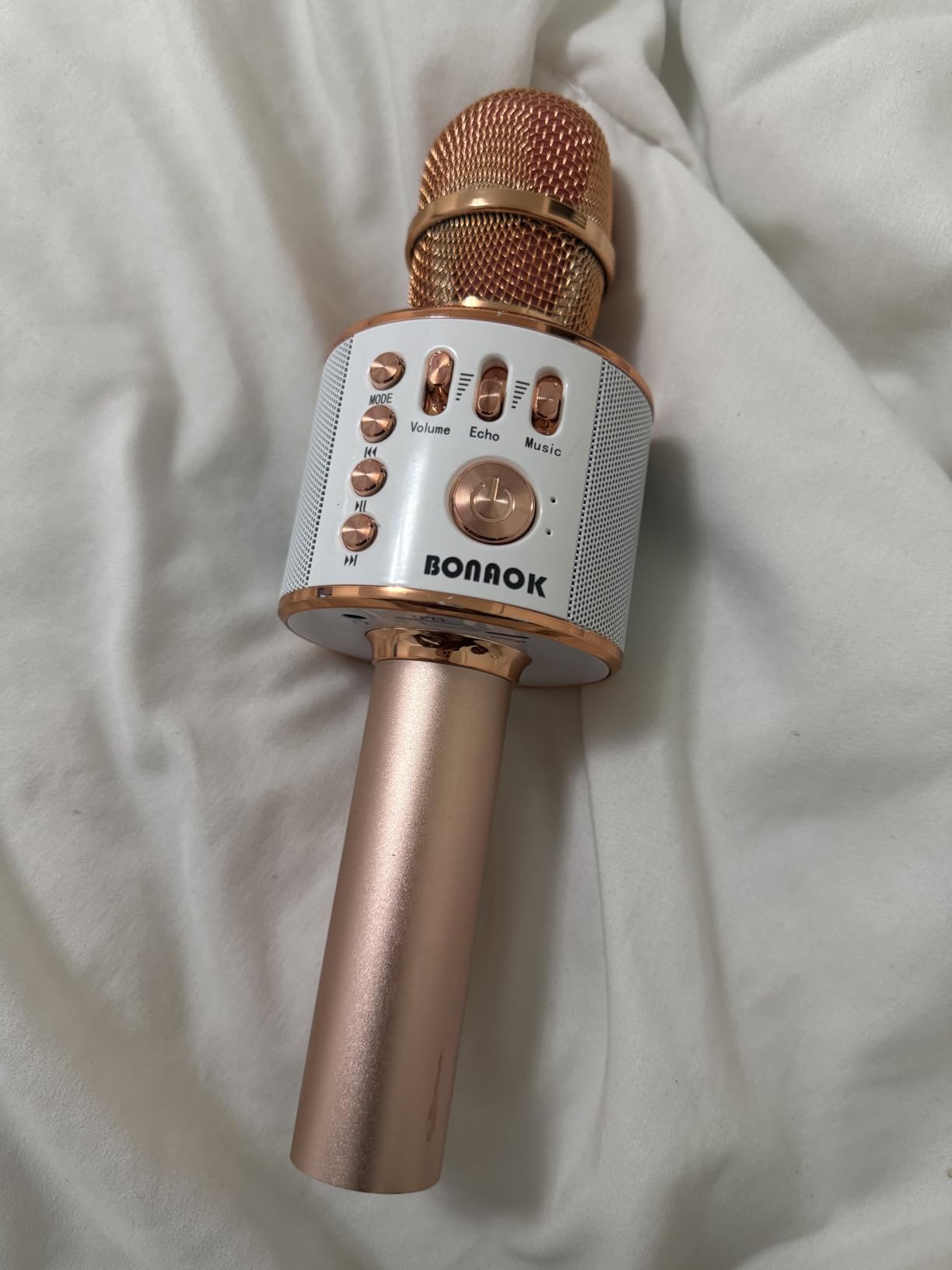 BONAOK Wireless Bluetooth Karaoke Microphone,3-in-1 Portable Handheld Karaoke Mic Speaker Machine Home Party Birthday for All Smartphones PC(Q37 Rose Gold) customer photo 2