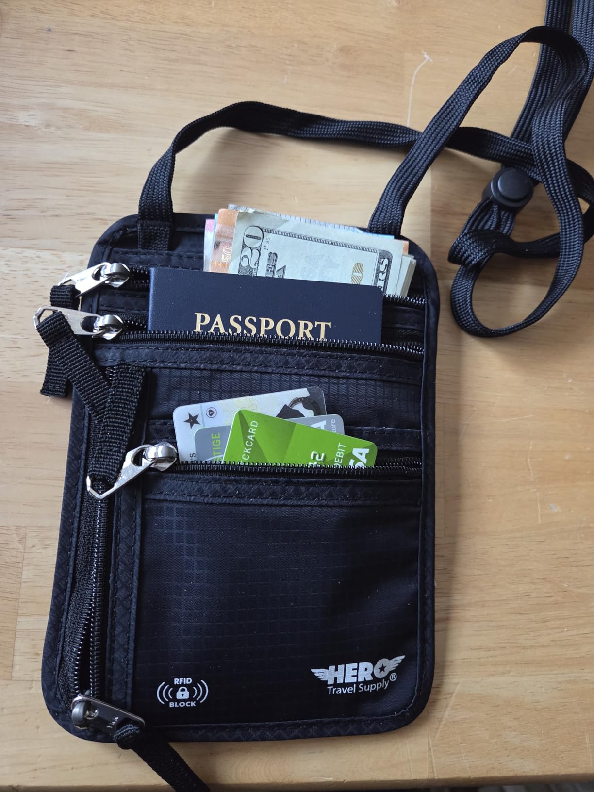 HERO Neck Wallet - RFID Blocking Passport Holder, Easy to Conceal Travel Pouch customer photo 1