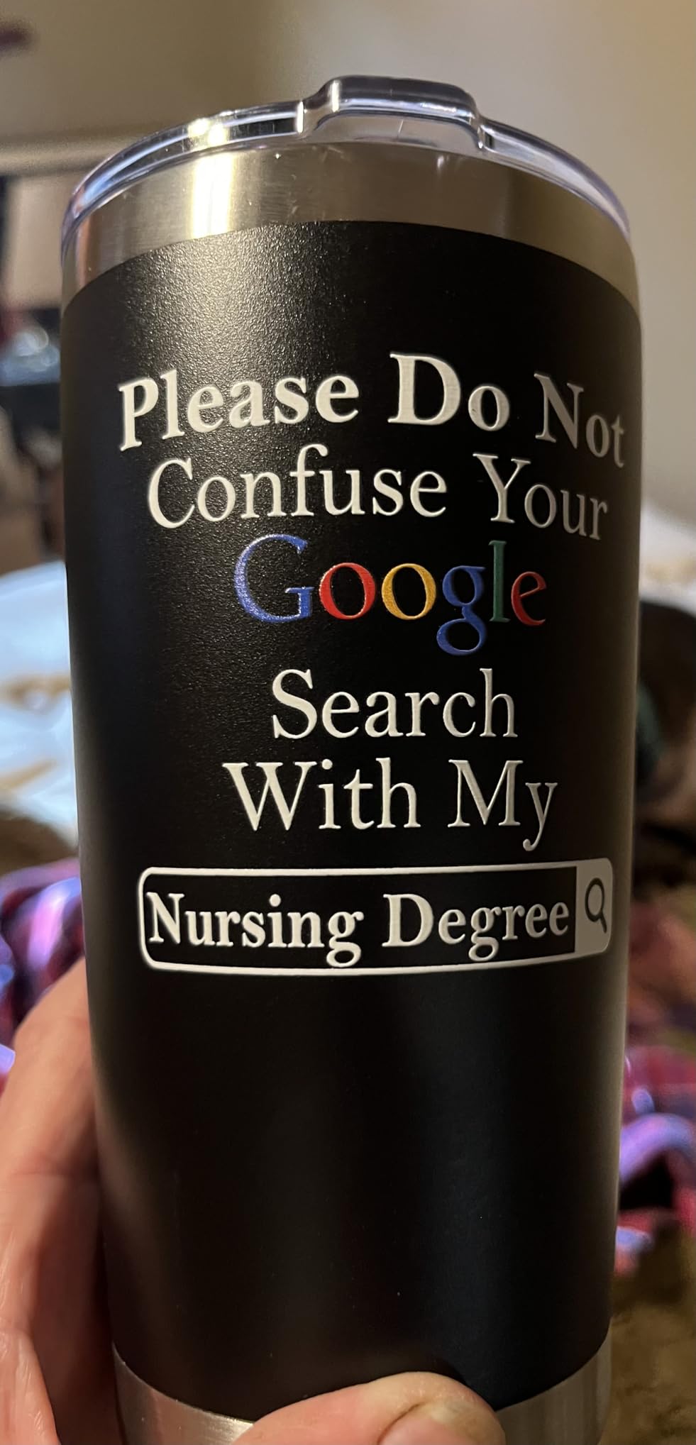 KLUBI Nurse Gifts for Women Men - Please Do Not Confuse Your Google Search With My Nursing Degree, Funny Nurse Google Tumbler, Graduation RN Gift, Nurses Day Week 20 Ounce Black Mug customer photo 2