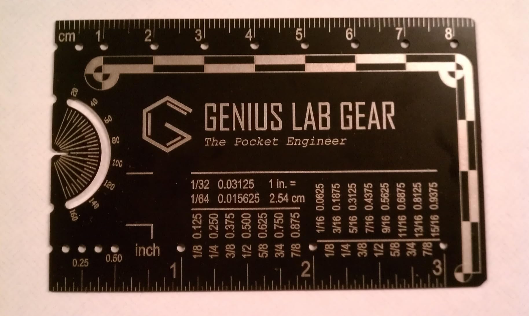 The Authentic Pocket Engineer - Small Metal Engineering Ruler Protractor Compass Scale, Techie Graduation Gadget Multitool, Mechanical/Civil Engineers Gift, Metric Mini 3 Inch Tool customer photo 1