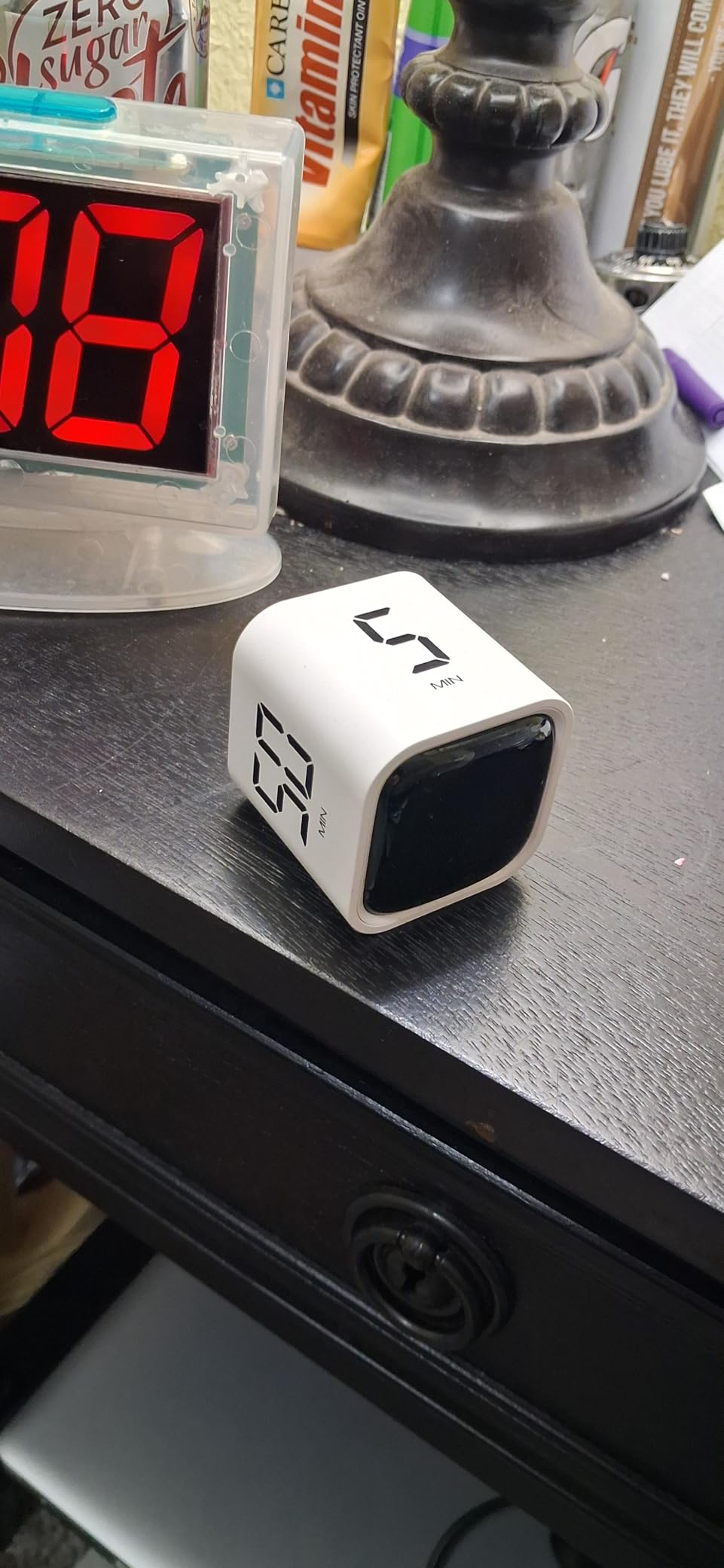 Rotating Pomodoro Timer 5/25/10/50, Desk Productivity Flip Timer, ADHD Tool | Countdown/Stopwatch Cube Timer, Vibration/High/Low Volume/Custom Modes, for Work Study, Back to School, Kitchen customer photo 1