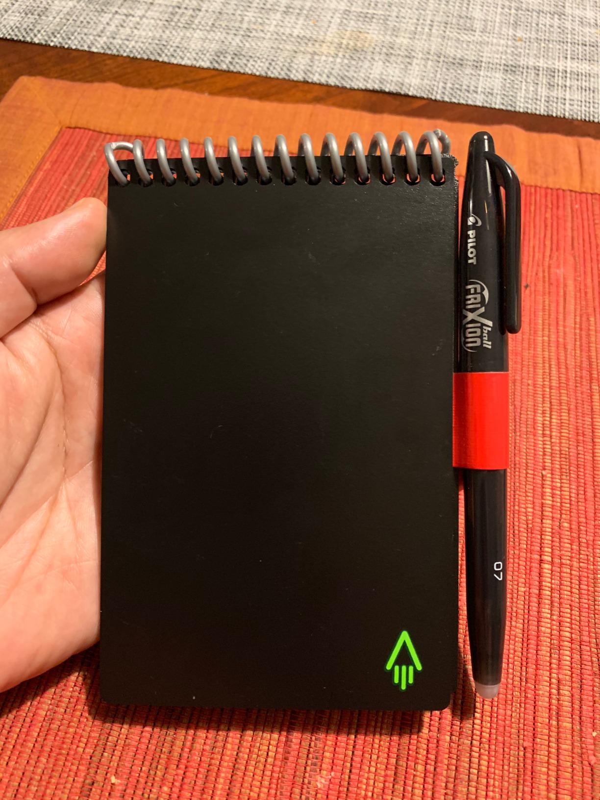 Rocketbook Mini Reusable Smart Notepad, Dotted Pages, 3.5x5.5, Gray | Pocket Size On-The-Go Notebook for Quick Note Taking, Includes Pen and Towel customer photo 1