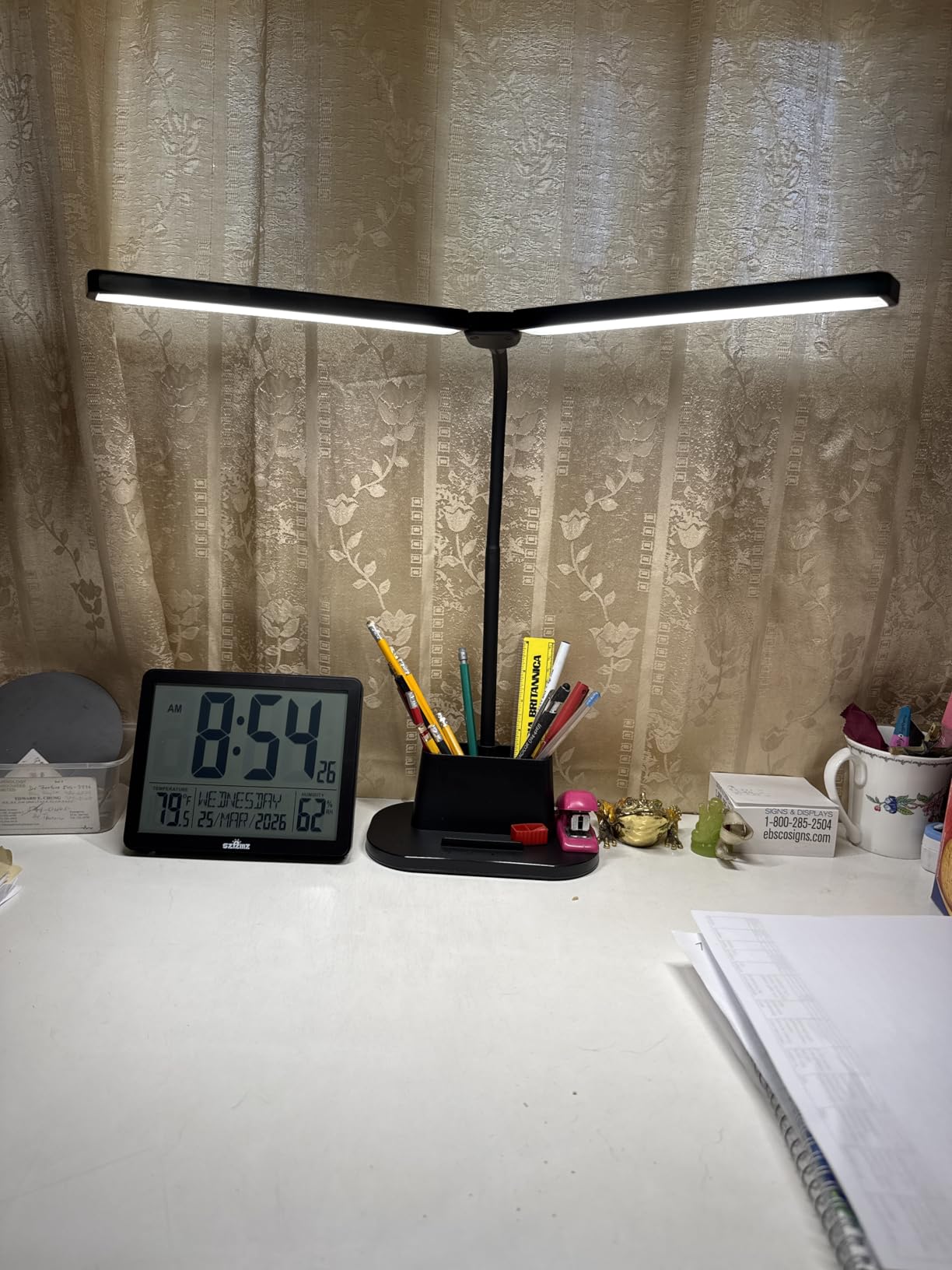 Desk Lamp with USB-C Charging Port and Organizer Base, LED Desk Light with Pen Holder, Phone Stand, 25 Lighting Modes, Flexible Gooseneck Touch Lamp for Home Office, Study Desk, College Dorm Room customer photo 1