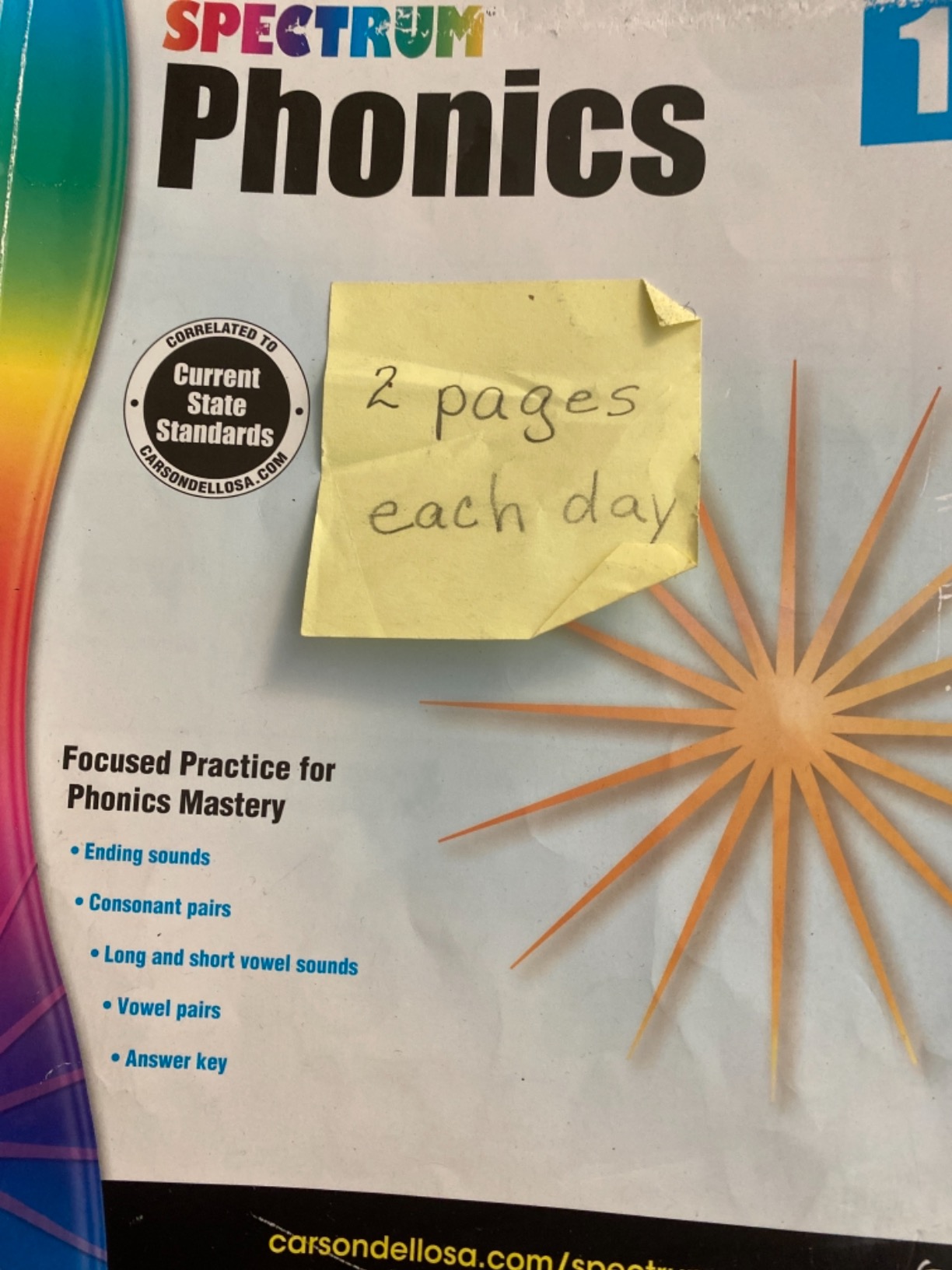 Spectrum 1st Grade Phonics Workbooks, Vowel, Consonant, and Ending Sounds and Pairs, Letters, Words, and Sentence Writing Practice, Classroom or Homeschool Curriculum customer photo 1